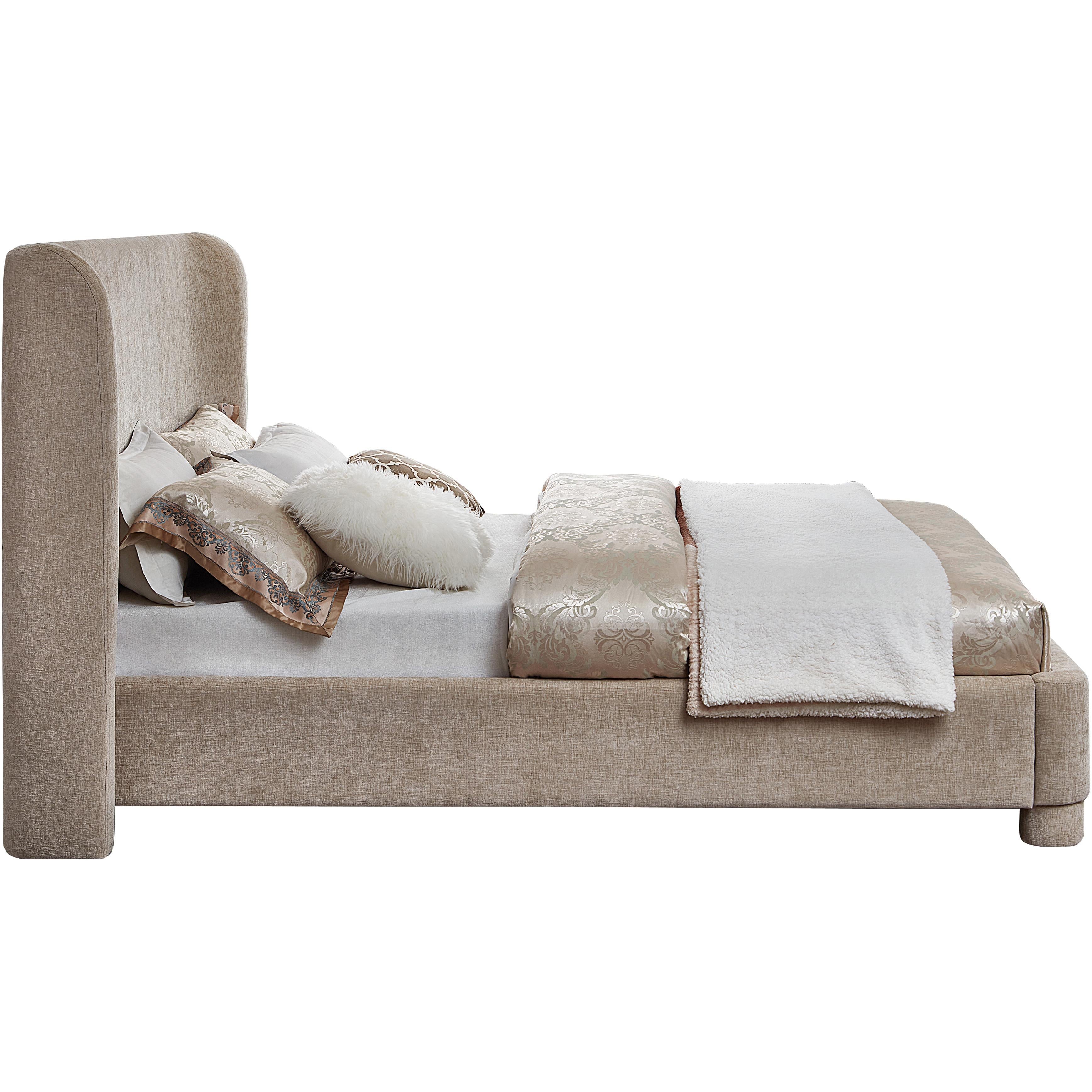 Meridian Penny Beige Chenille Fabric Full Bed