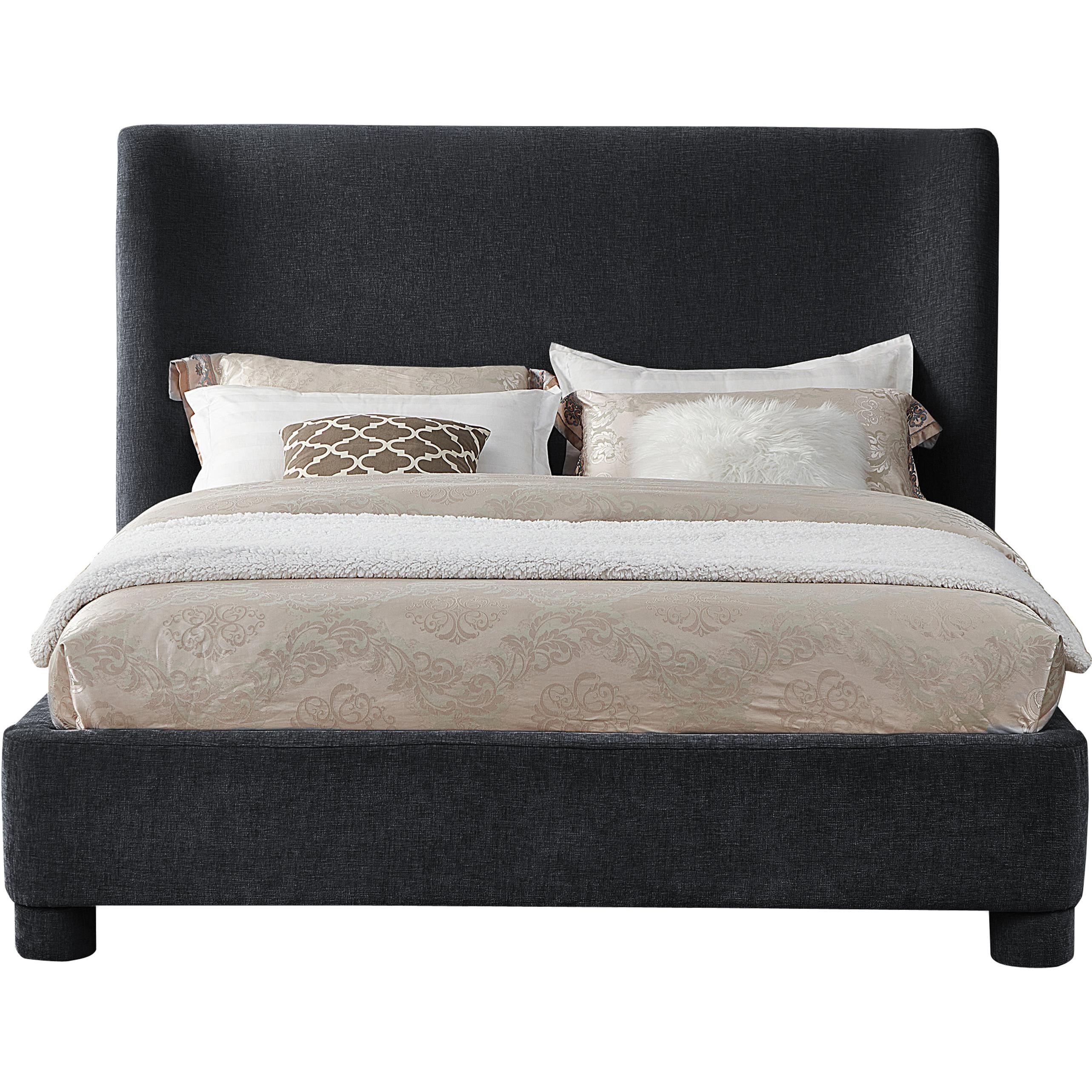 Meridian Penny Black Chenille Fabric King Bed