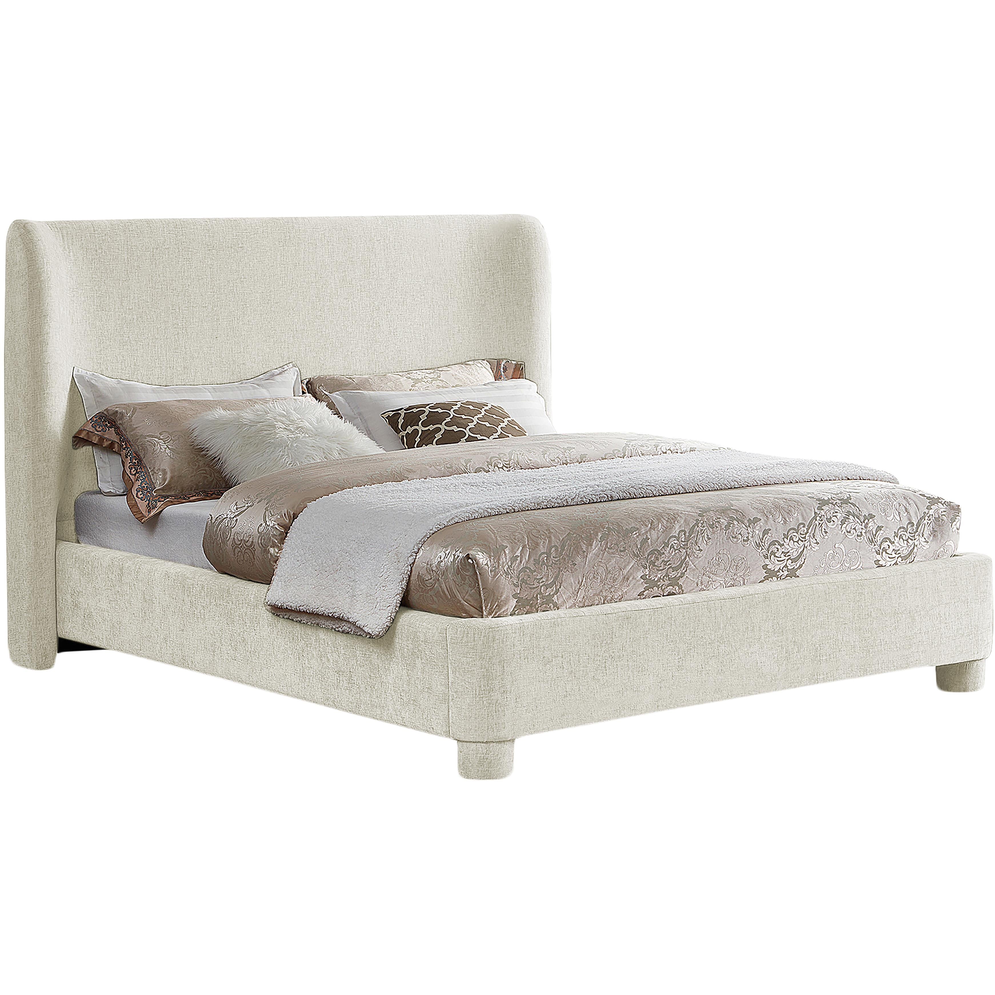 Meridian Penny Cream Chenille Fabric Full Bed