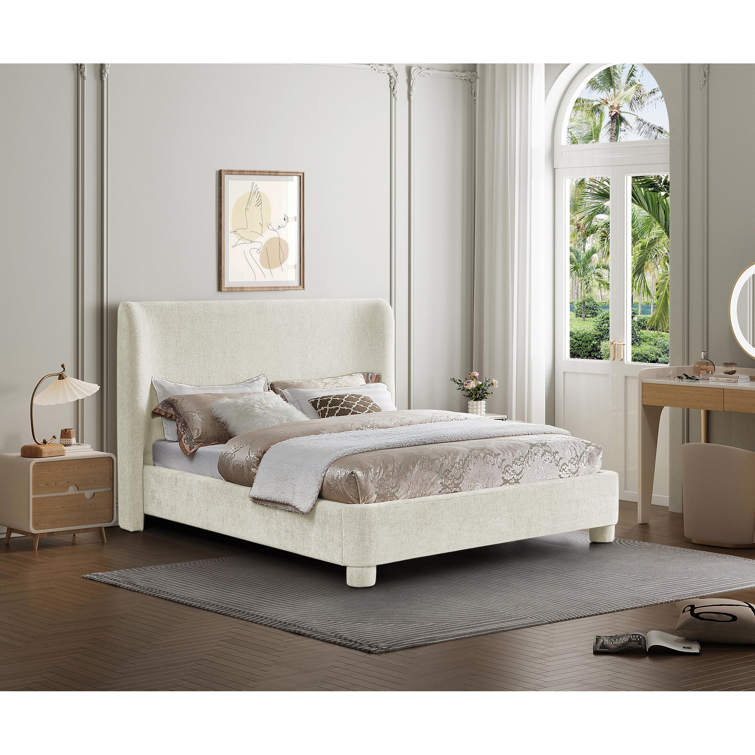 Meridian Penny Cream Chenille Fabric Full Bed