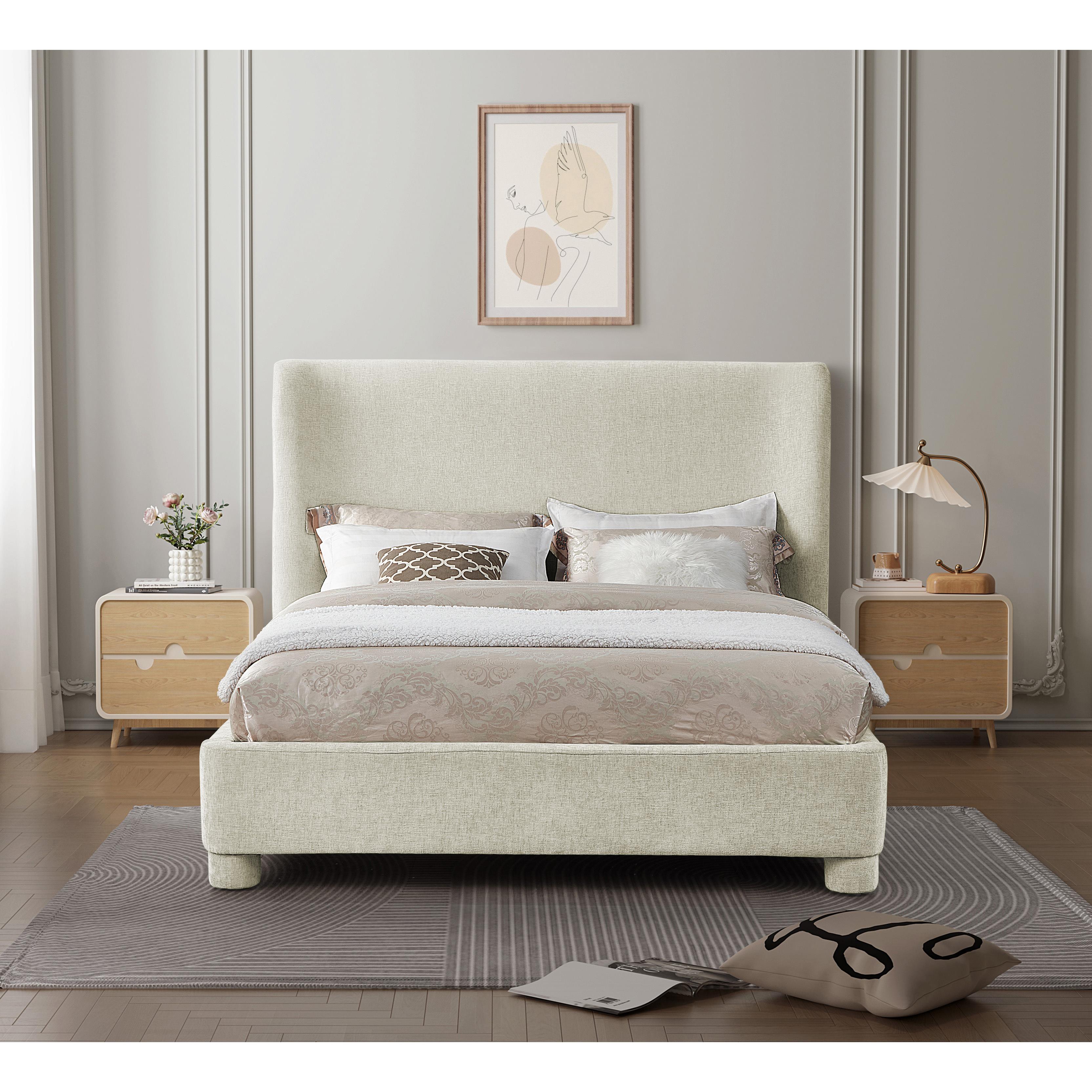 Meridian Penny Cream Chenille Fabric Full Bed