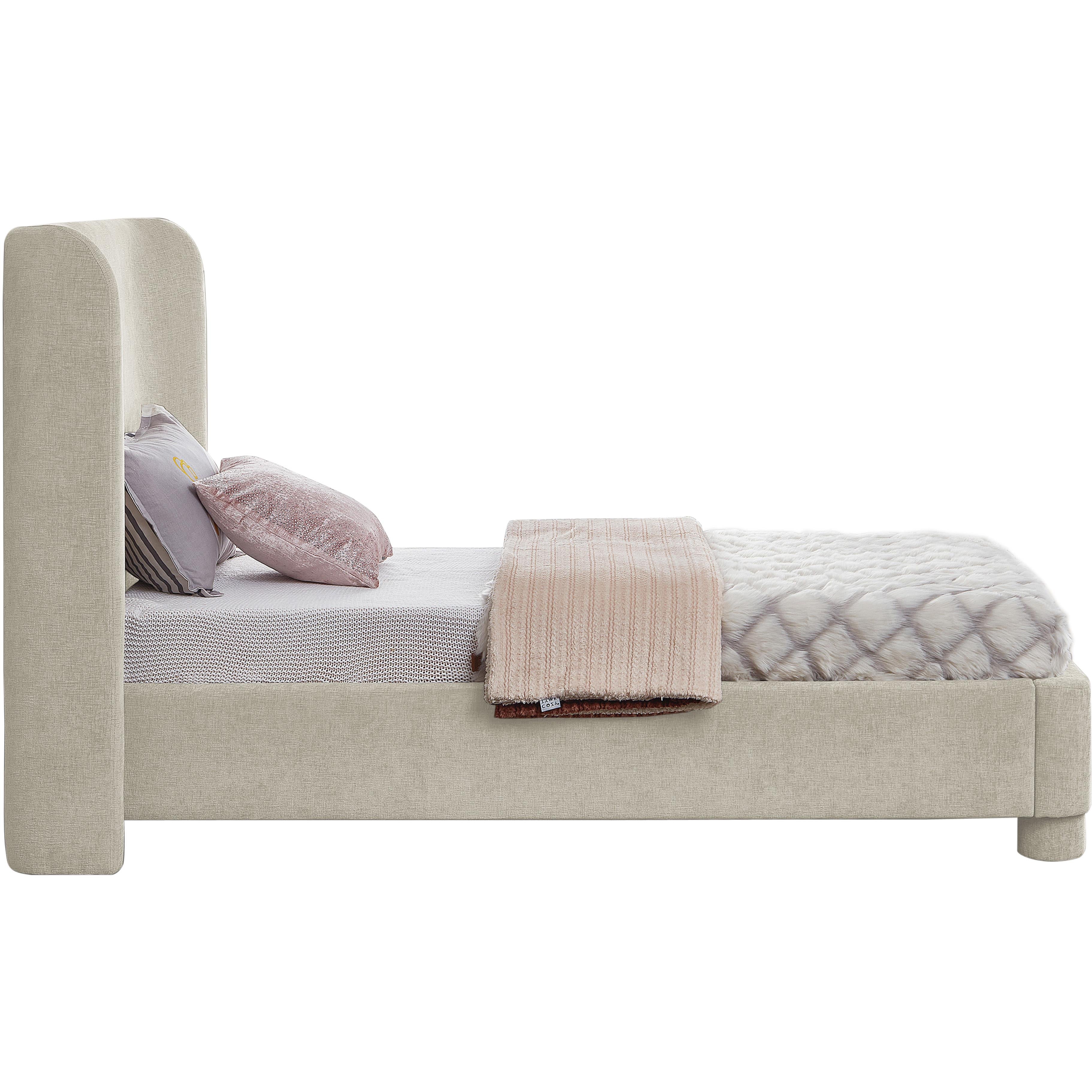 Meridian Penny Cream Chenille Fabric Twin Bed