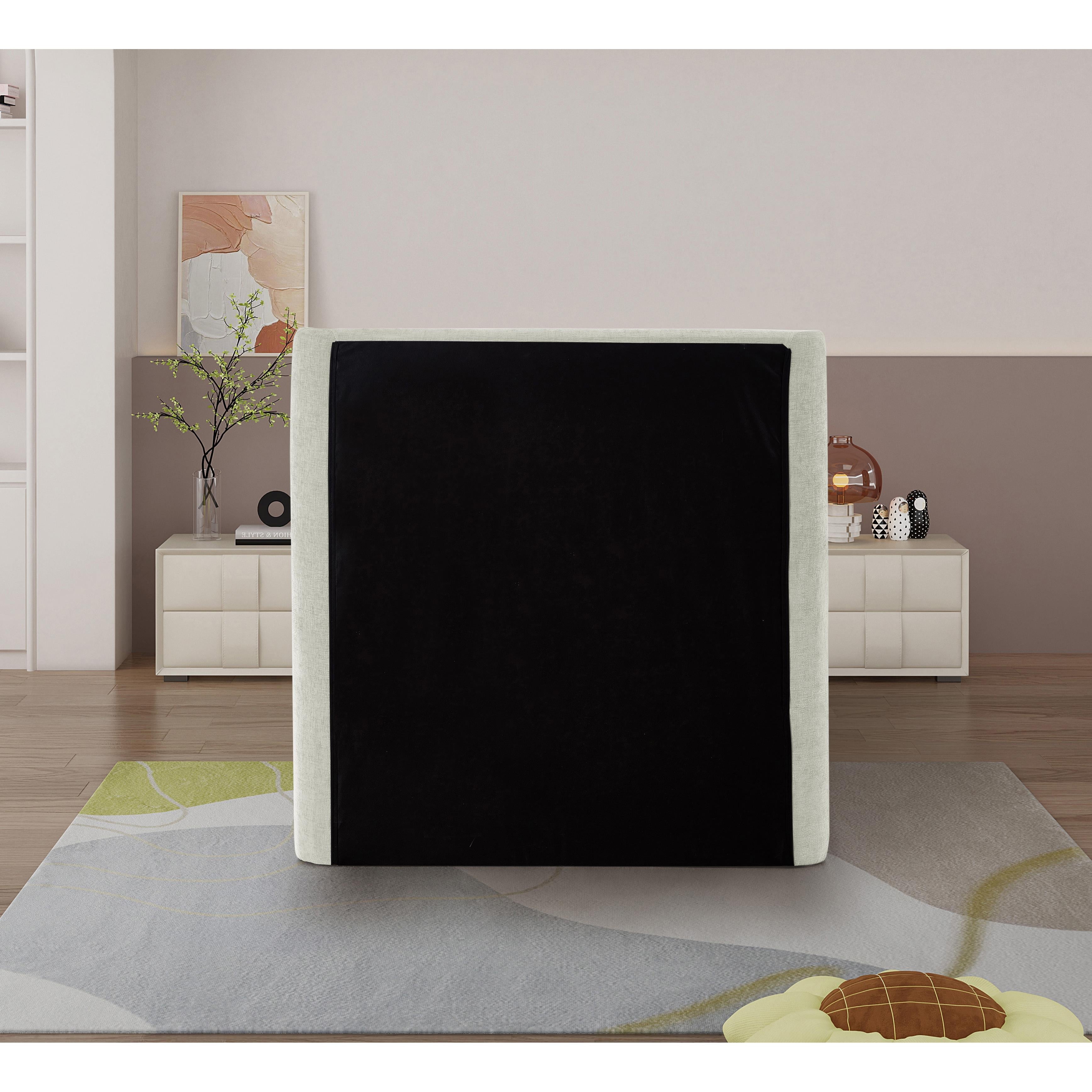 Meridian Penny Cream Chenille Fabric Twin Bed