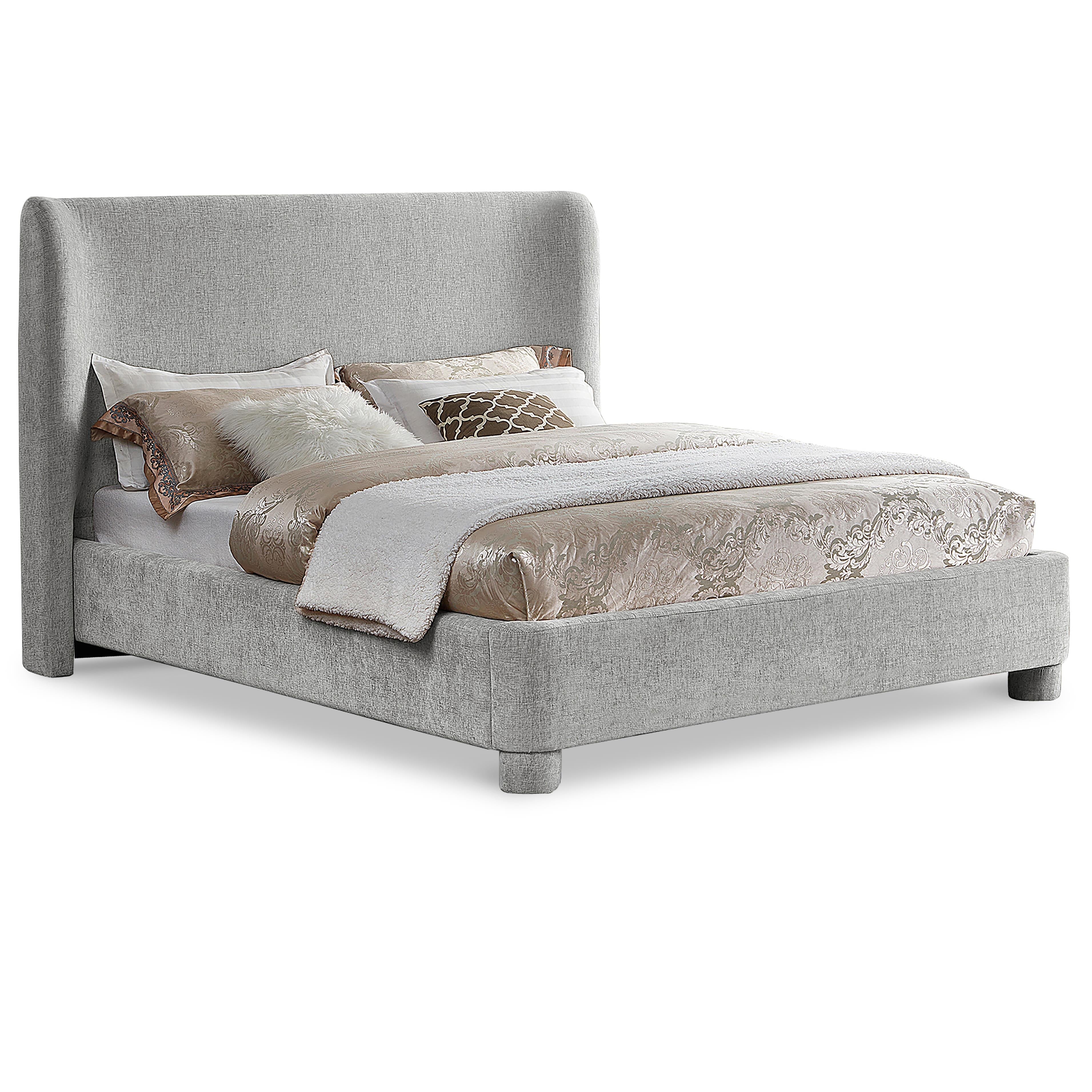 Meridian Penny Light Grey Chenille Fabric Full Bed