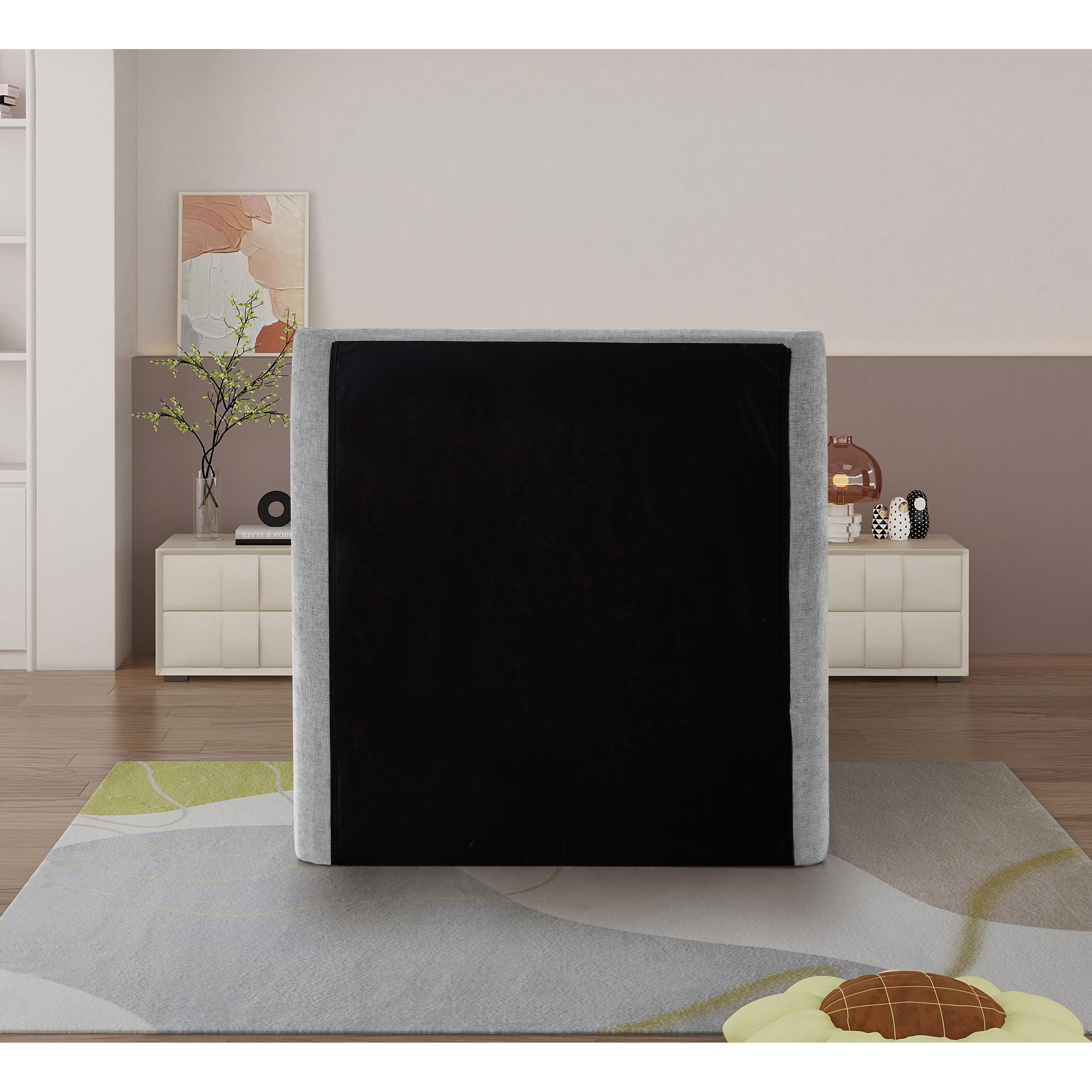Meridian Penny Light Grey Chenille Fabric Twin Bed