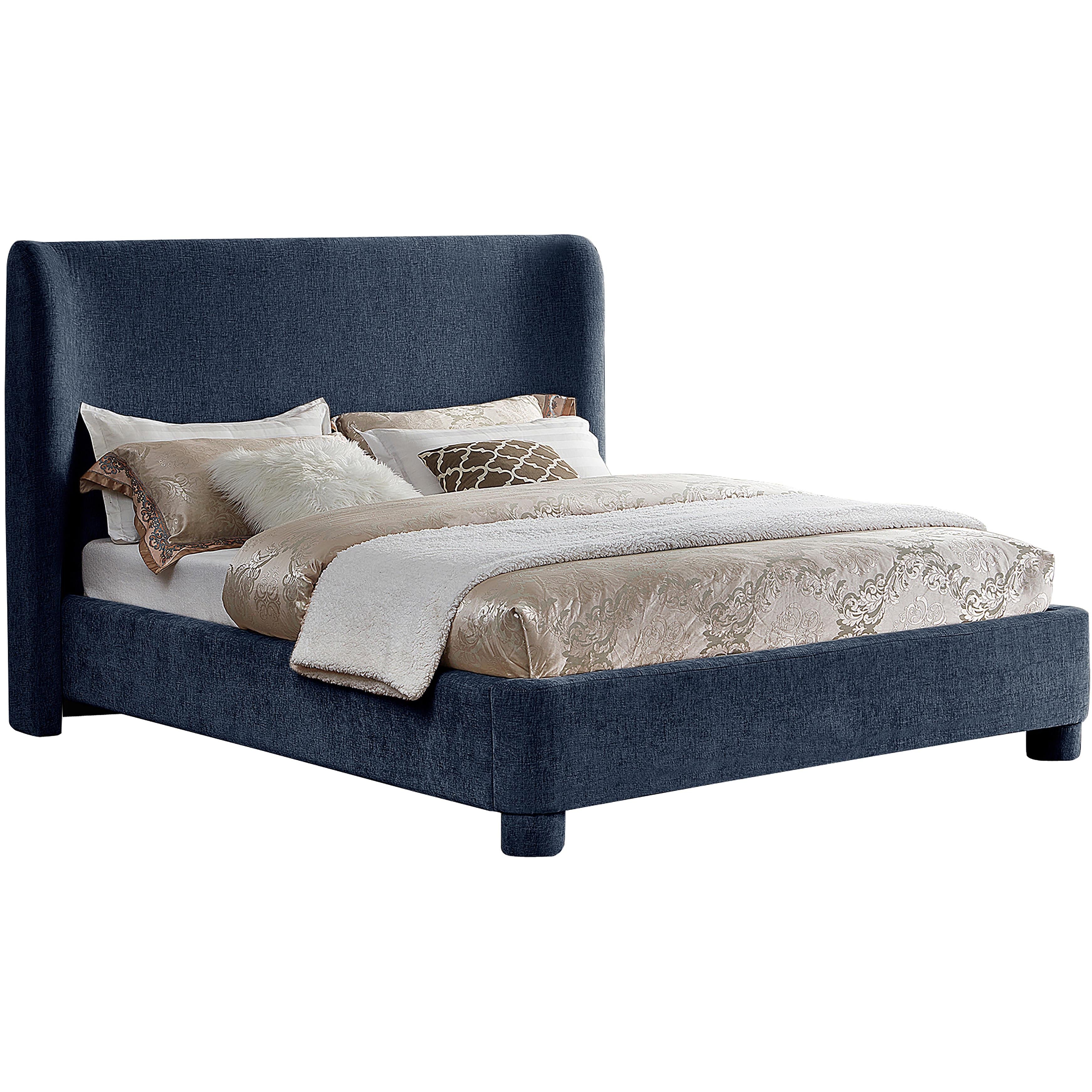 Meridian Penny Navy Chenille Fabric Full Bed