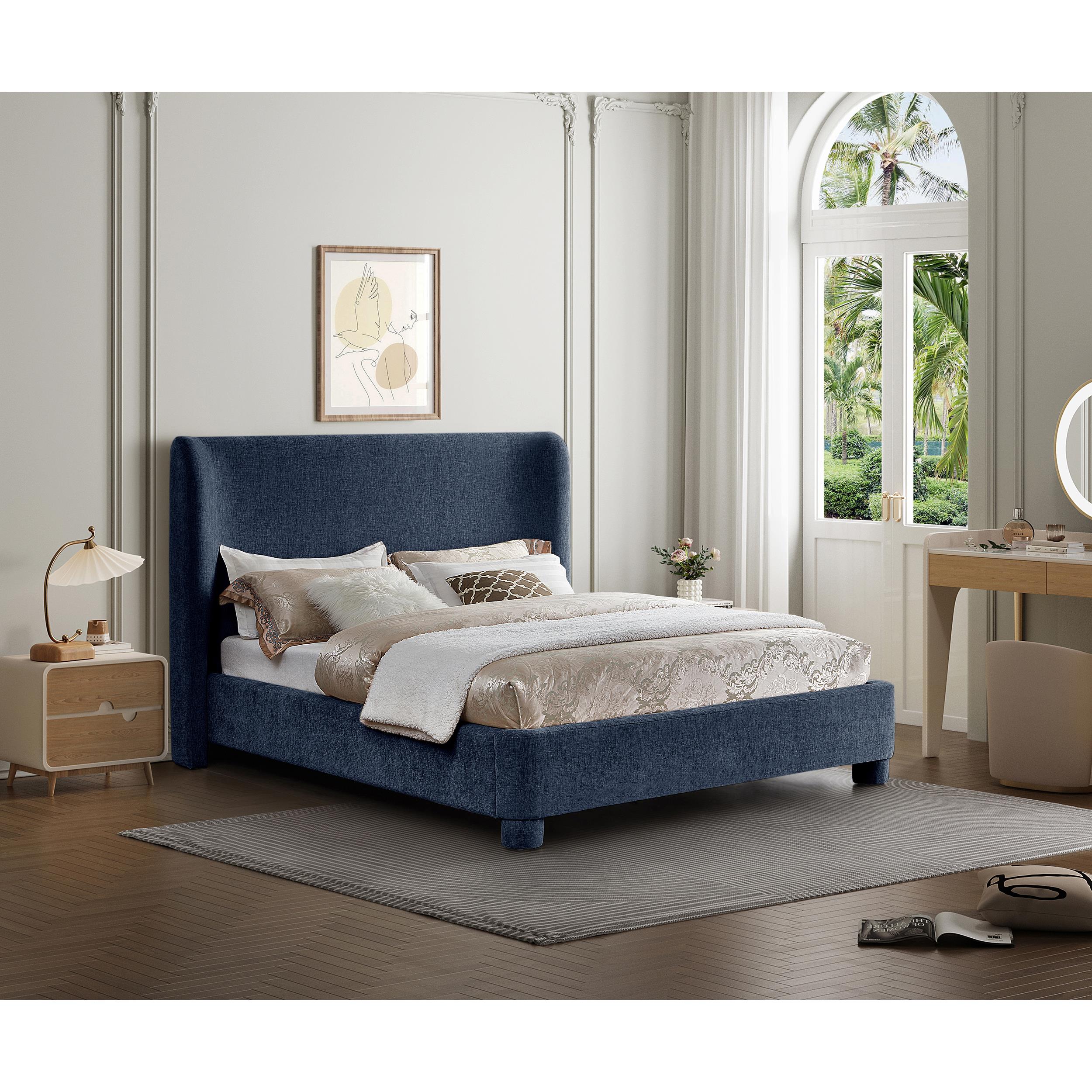 Meridian Penny Navy Chenille Fabric Full Bed