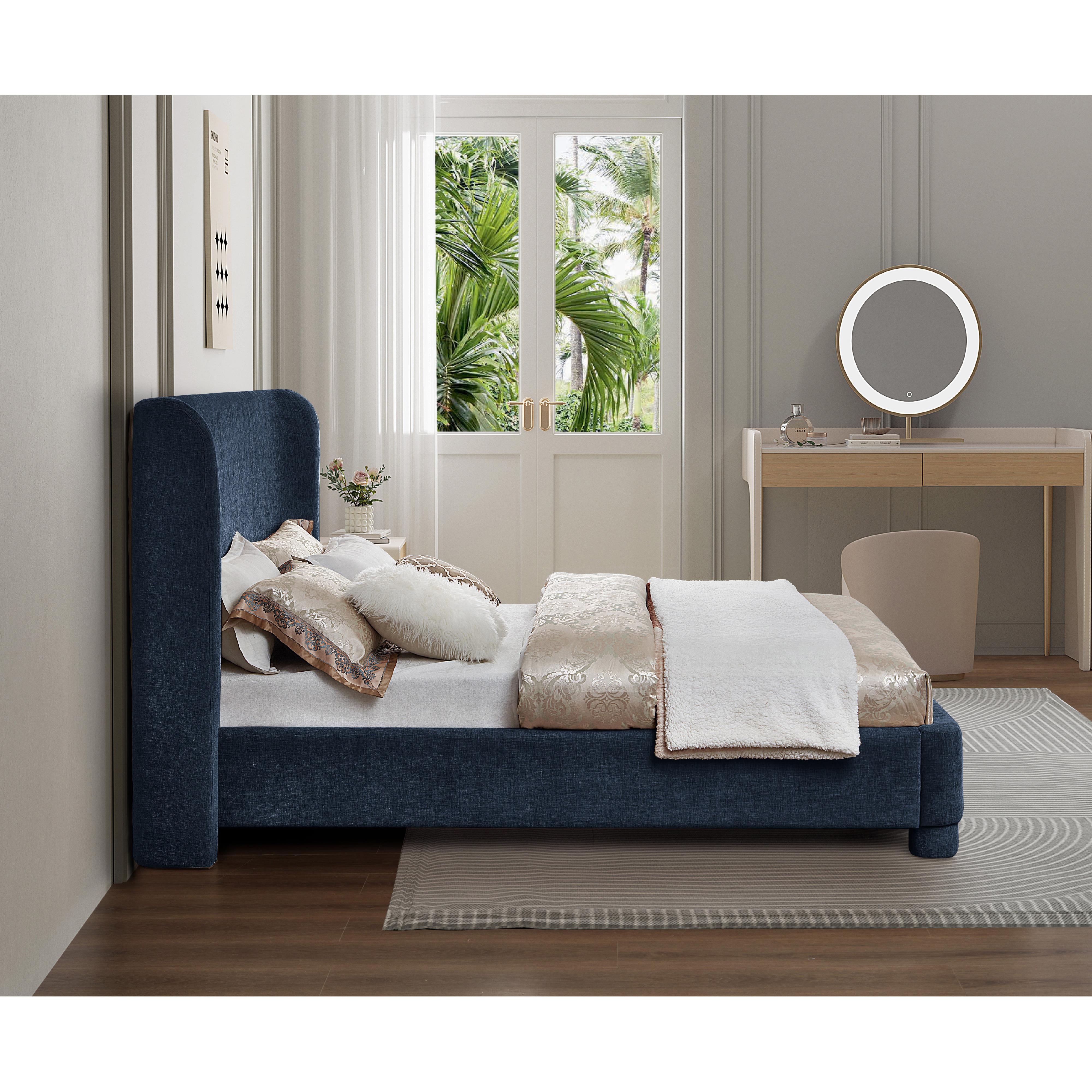 Meridian Penny Navy Chenille Fabric Full Bed