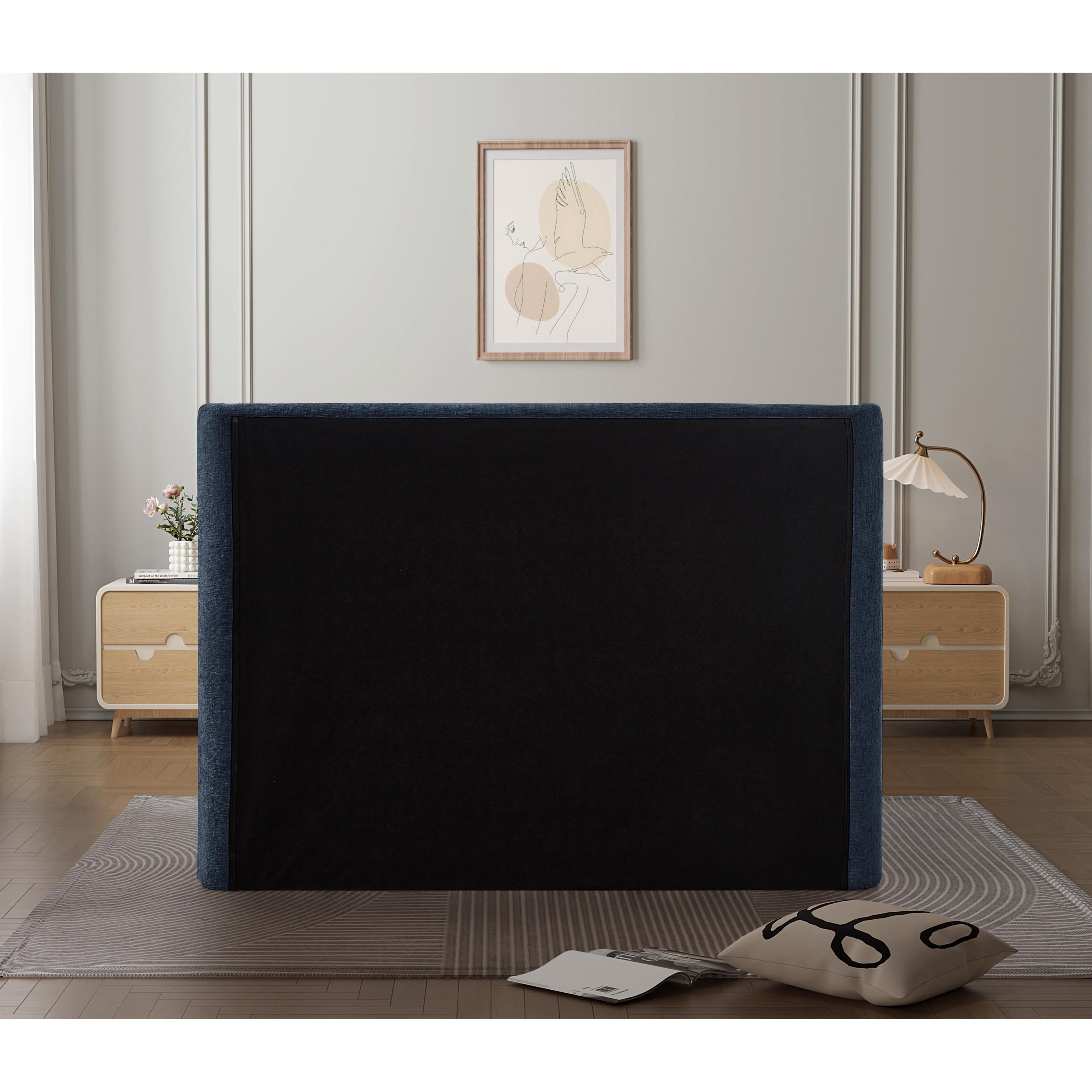 Meridian Penny Navy Chenille Fabric King Bed