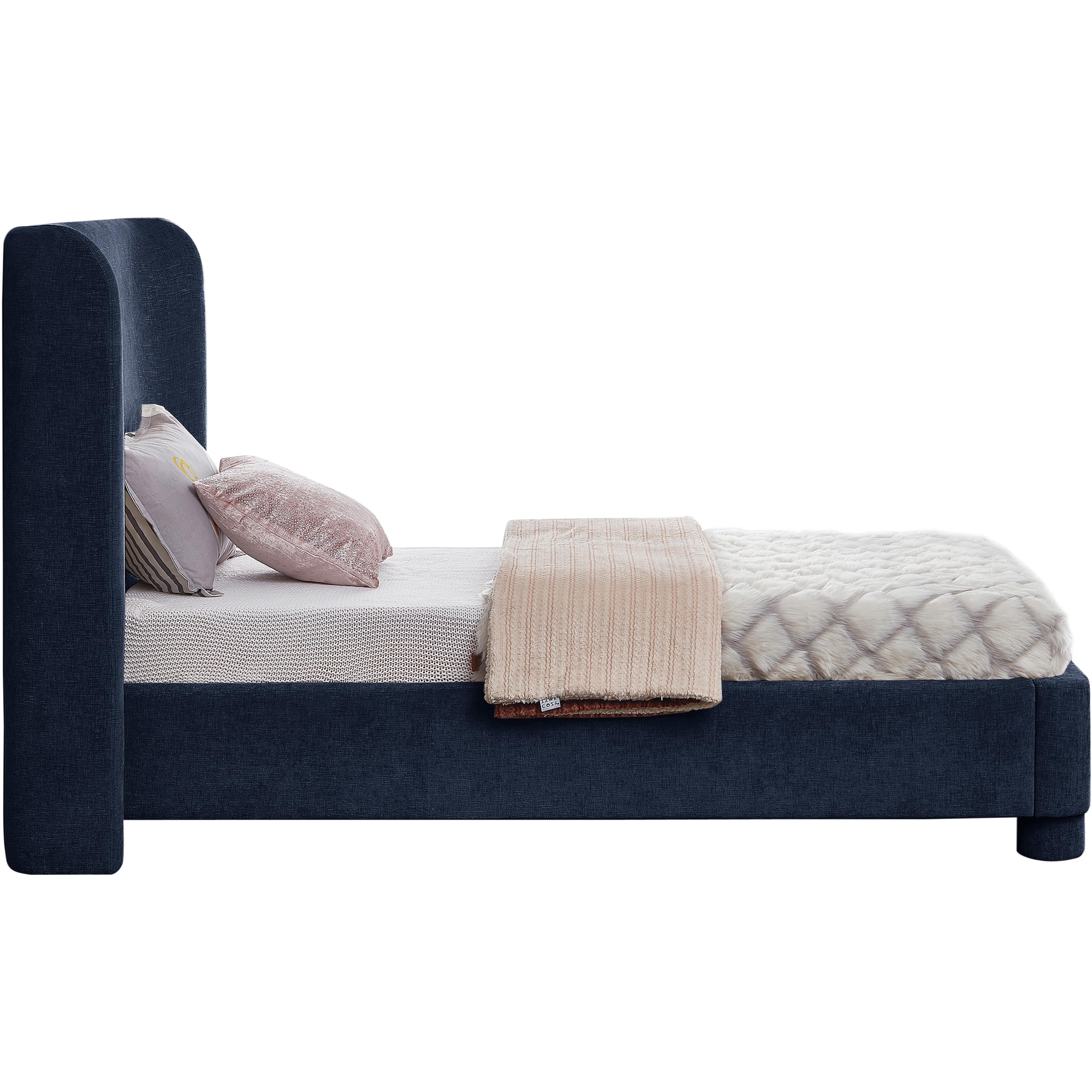 Meridian Penny Navy Chenille Fabric Twin Bed