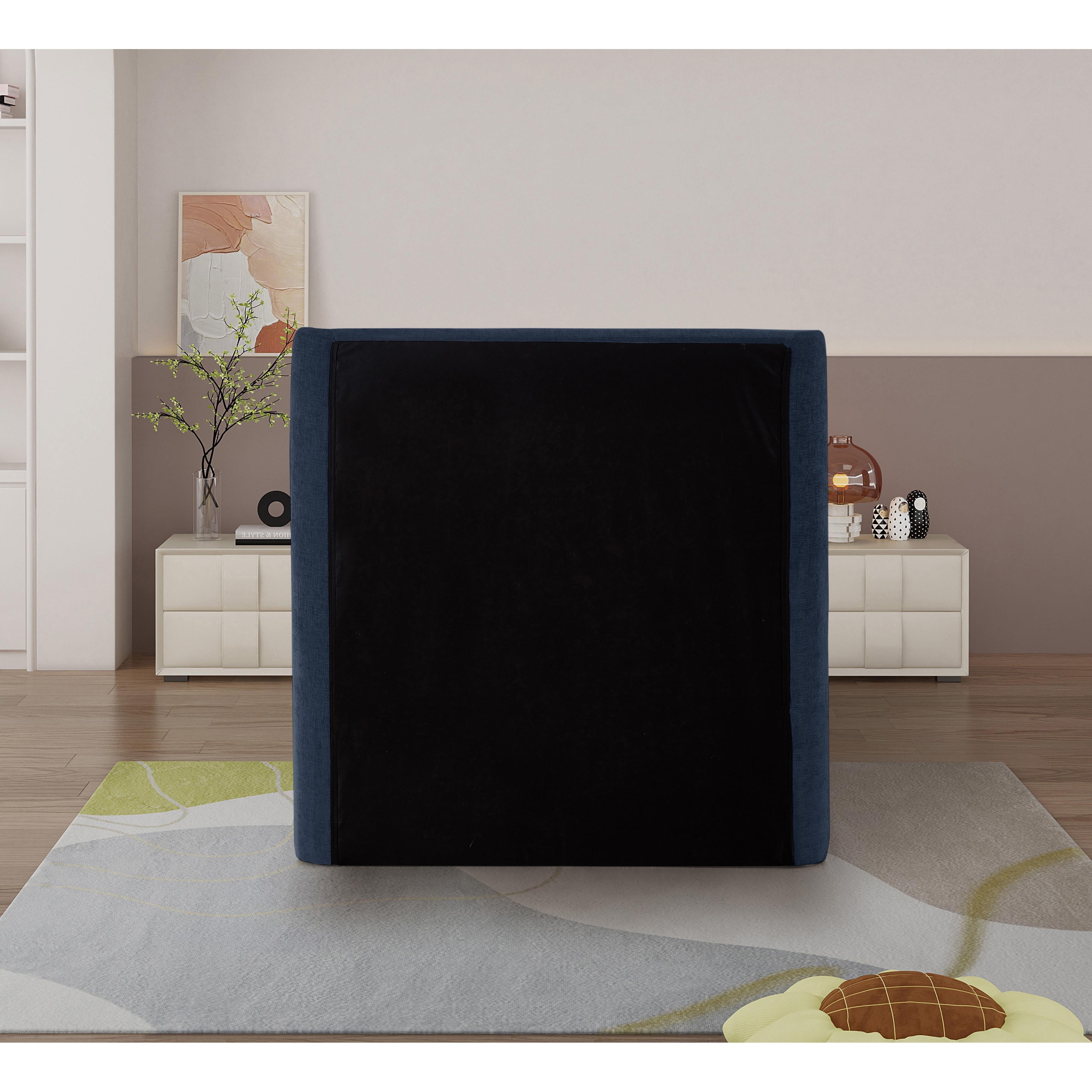 Meridian Penny Navy Chenille Fabric Twin Bed