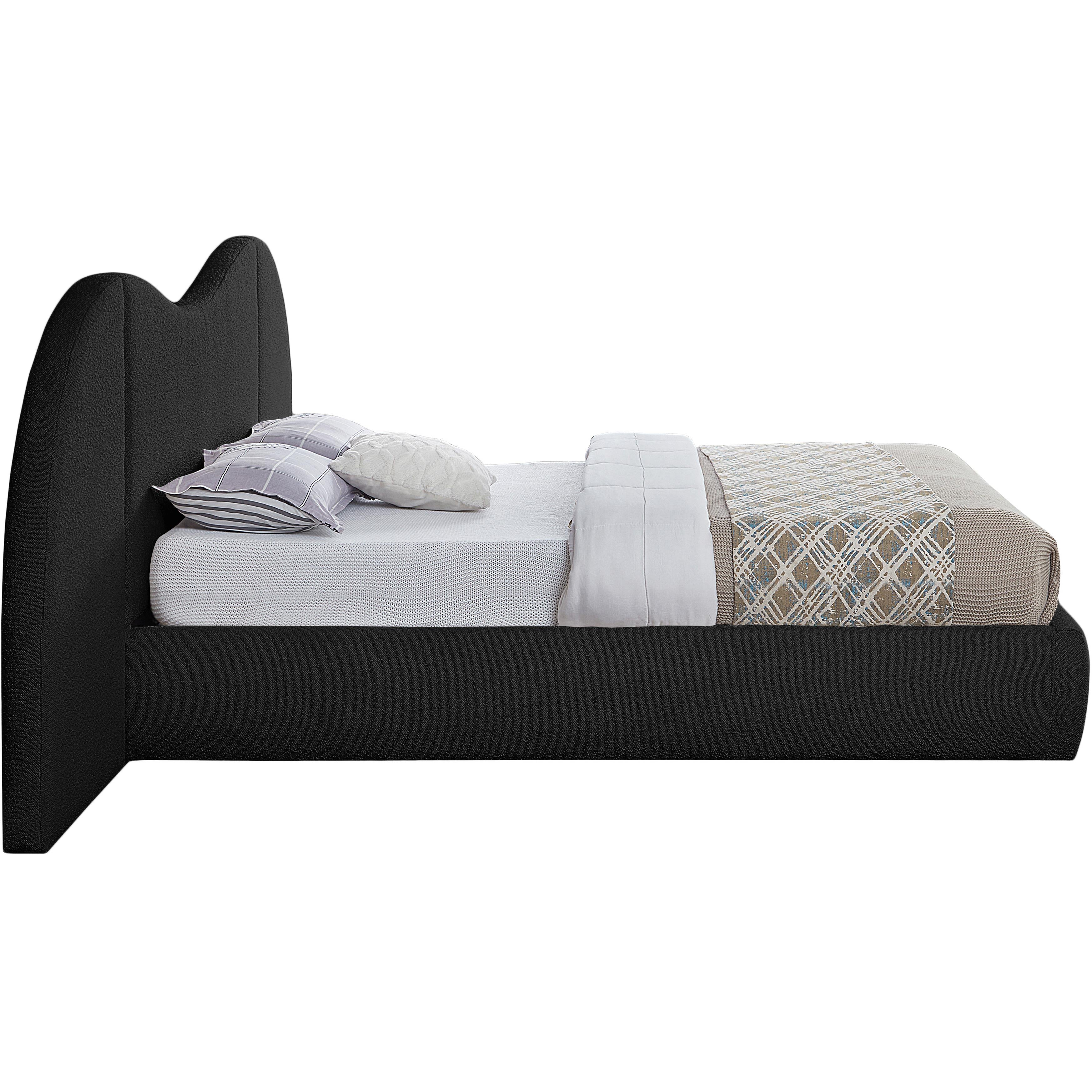 Meridian Everest Black Boucle Fabric King Bed (3 Boxes)