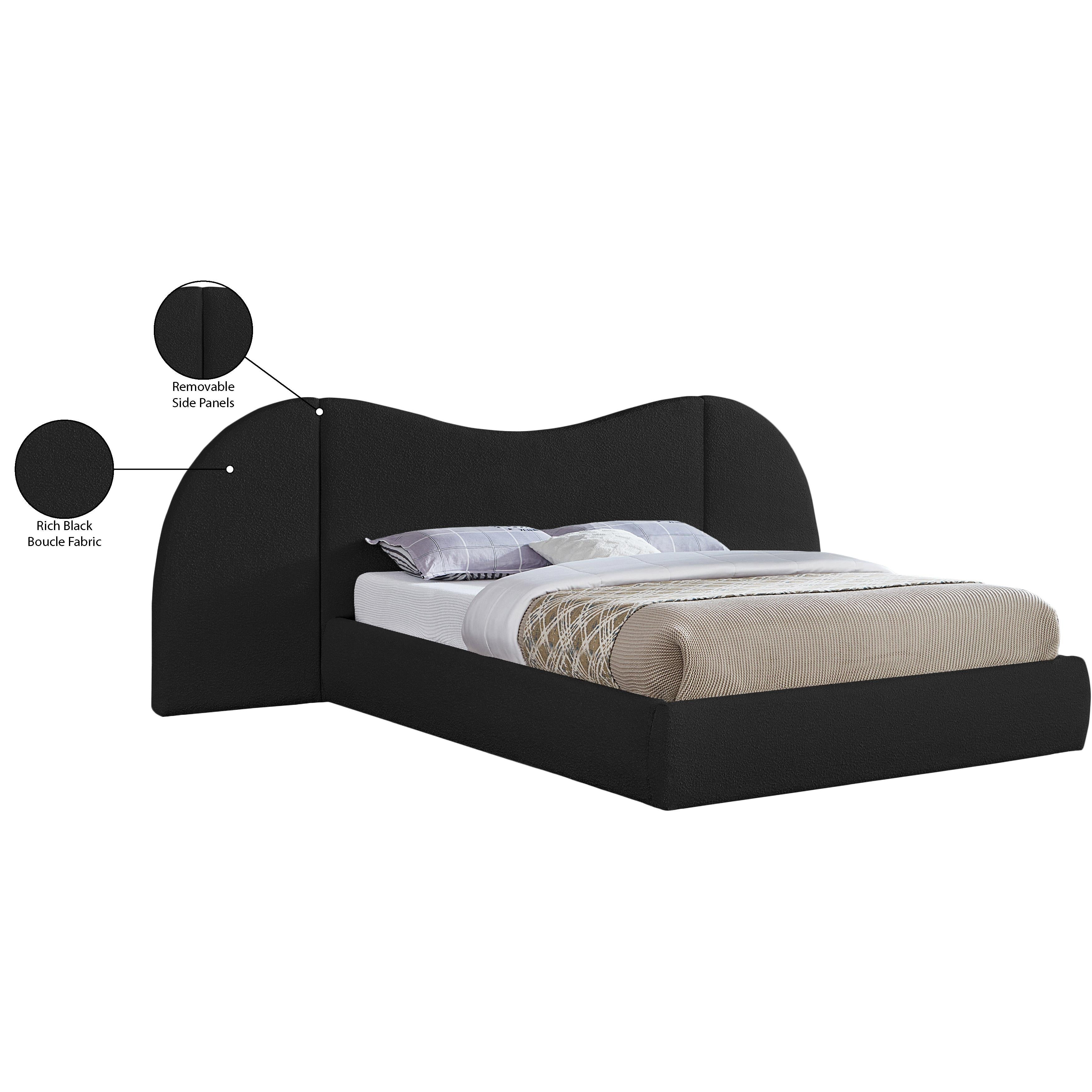 Meridian Everest Black Boucle Fabric King Bed (3 Boxes)