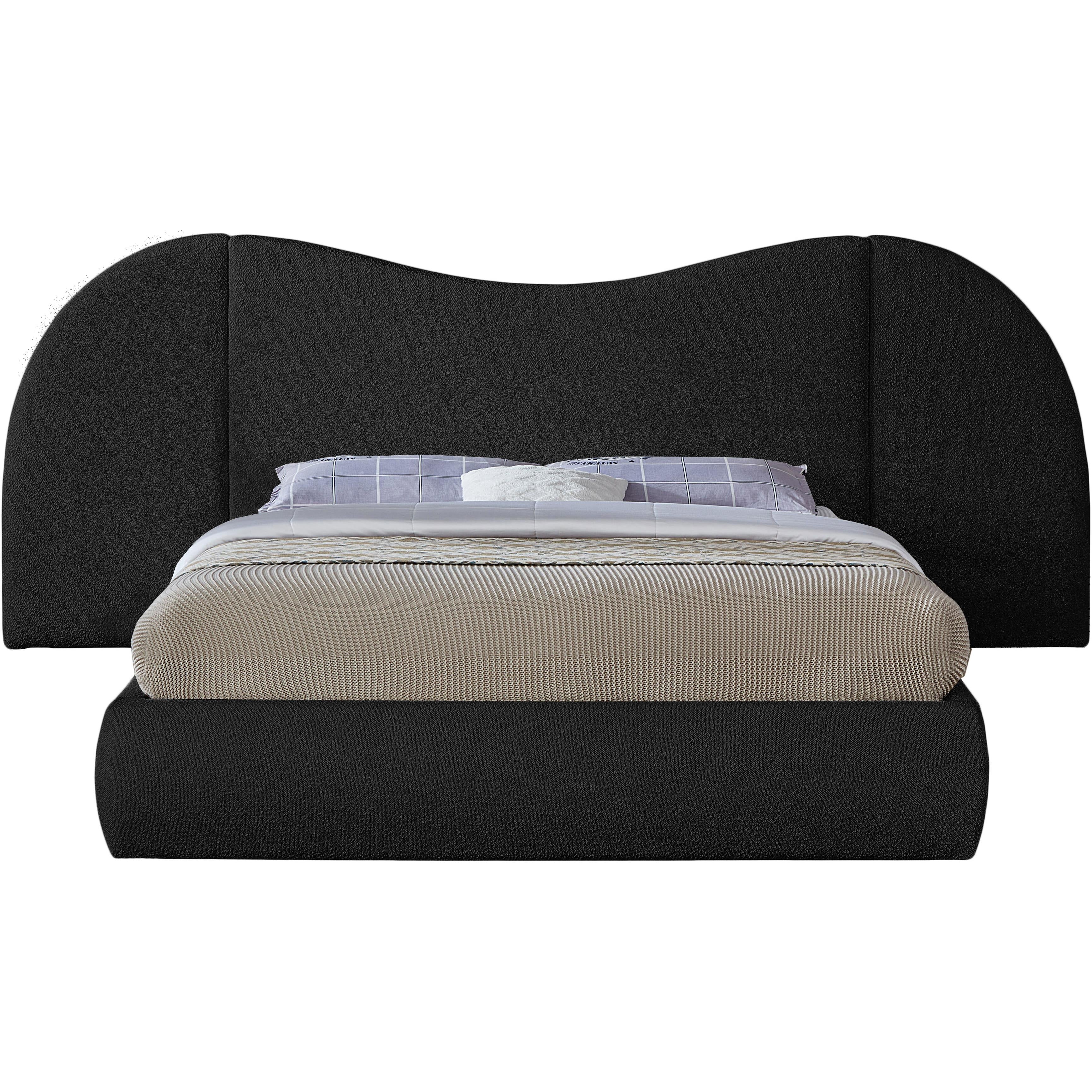Meridian Everest Black Boucle Fabric Queen Bed (3 Boxes)