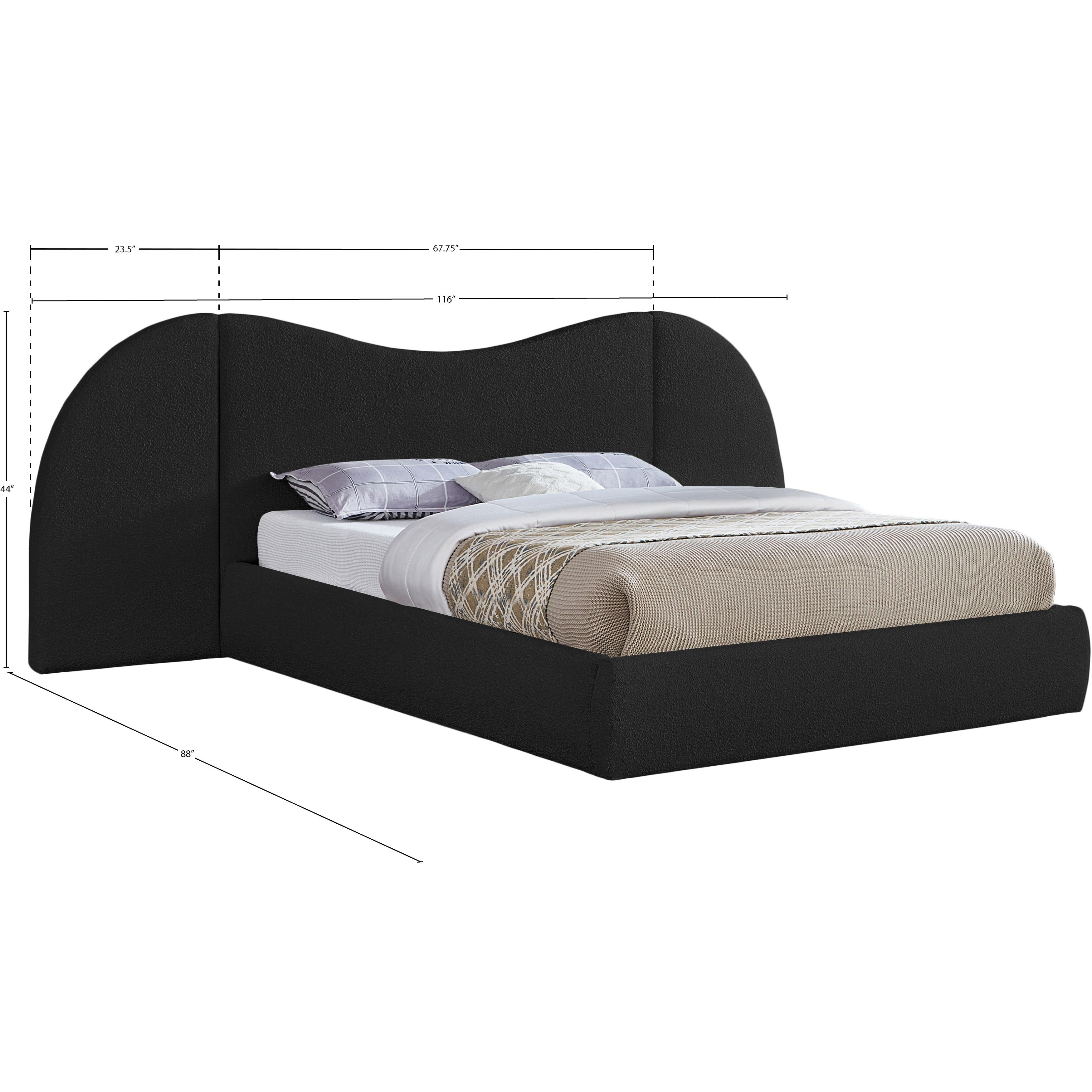 Meridian Everest Black Boucle Fabric Queen Bed (3 Boxes)
