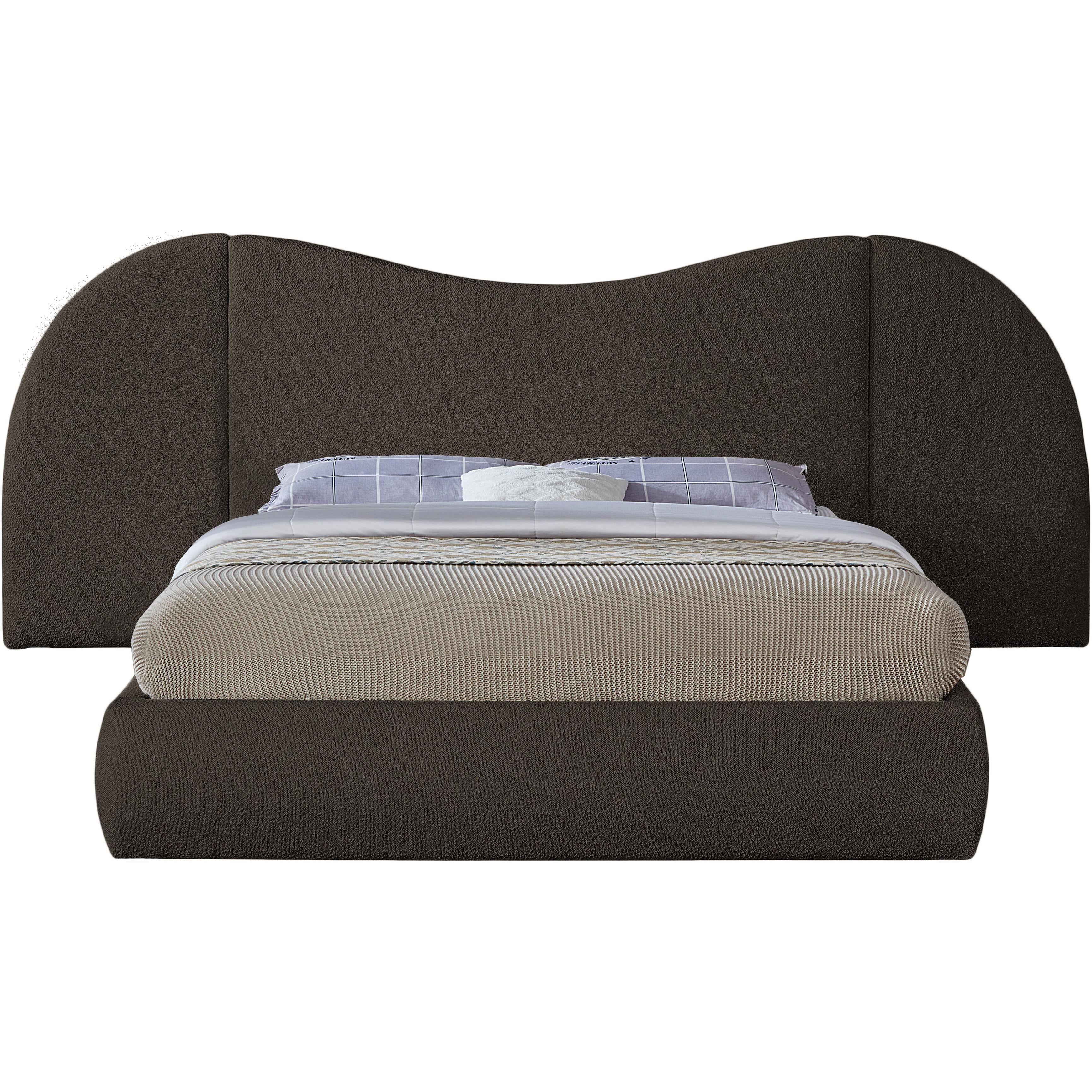 Meridian Everest Brown Boucle Fabric King Bed (3 Boxes)