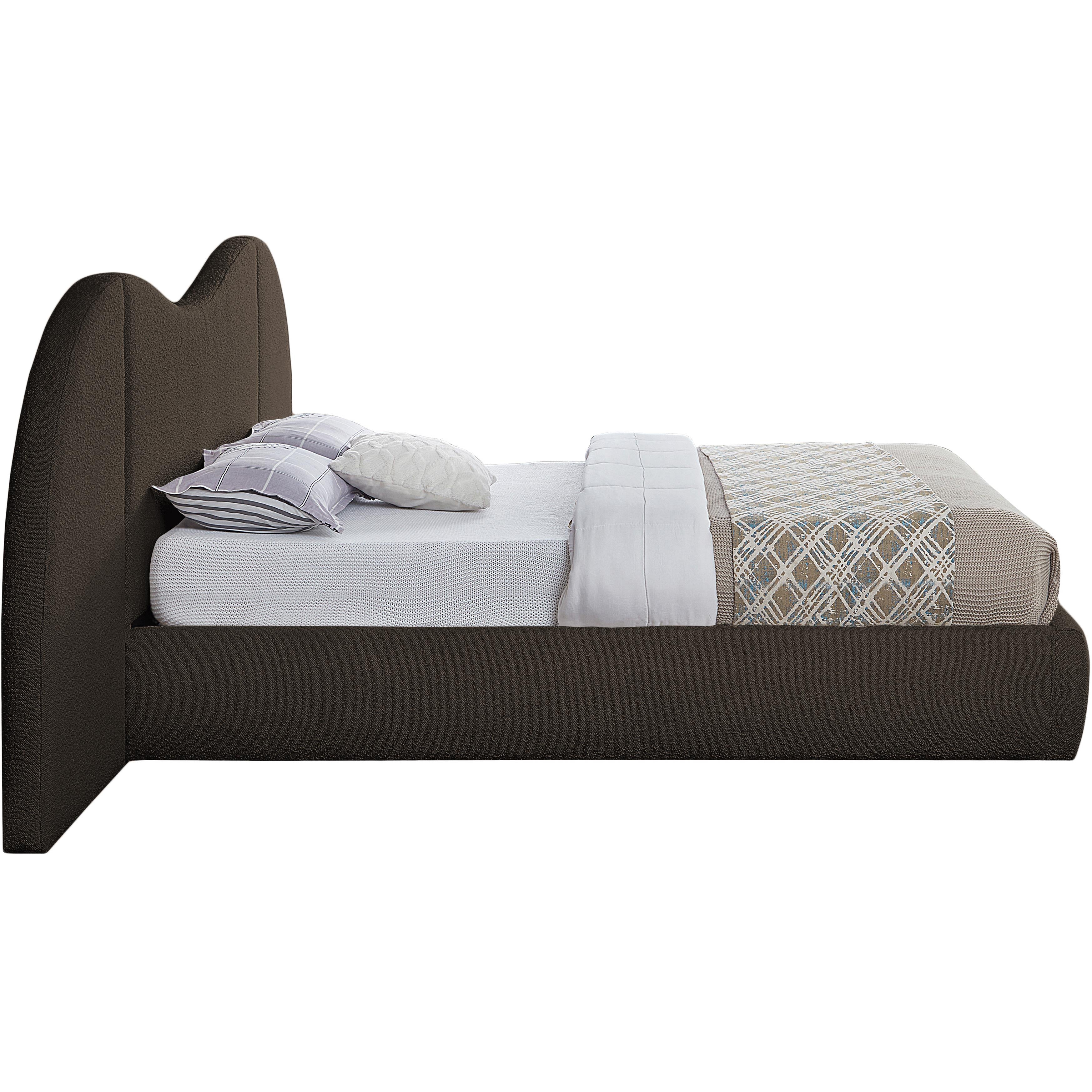 Meridian Everest Brown Boucle Fabric King Bed (3 Boxes)