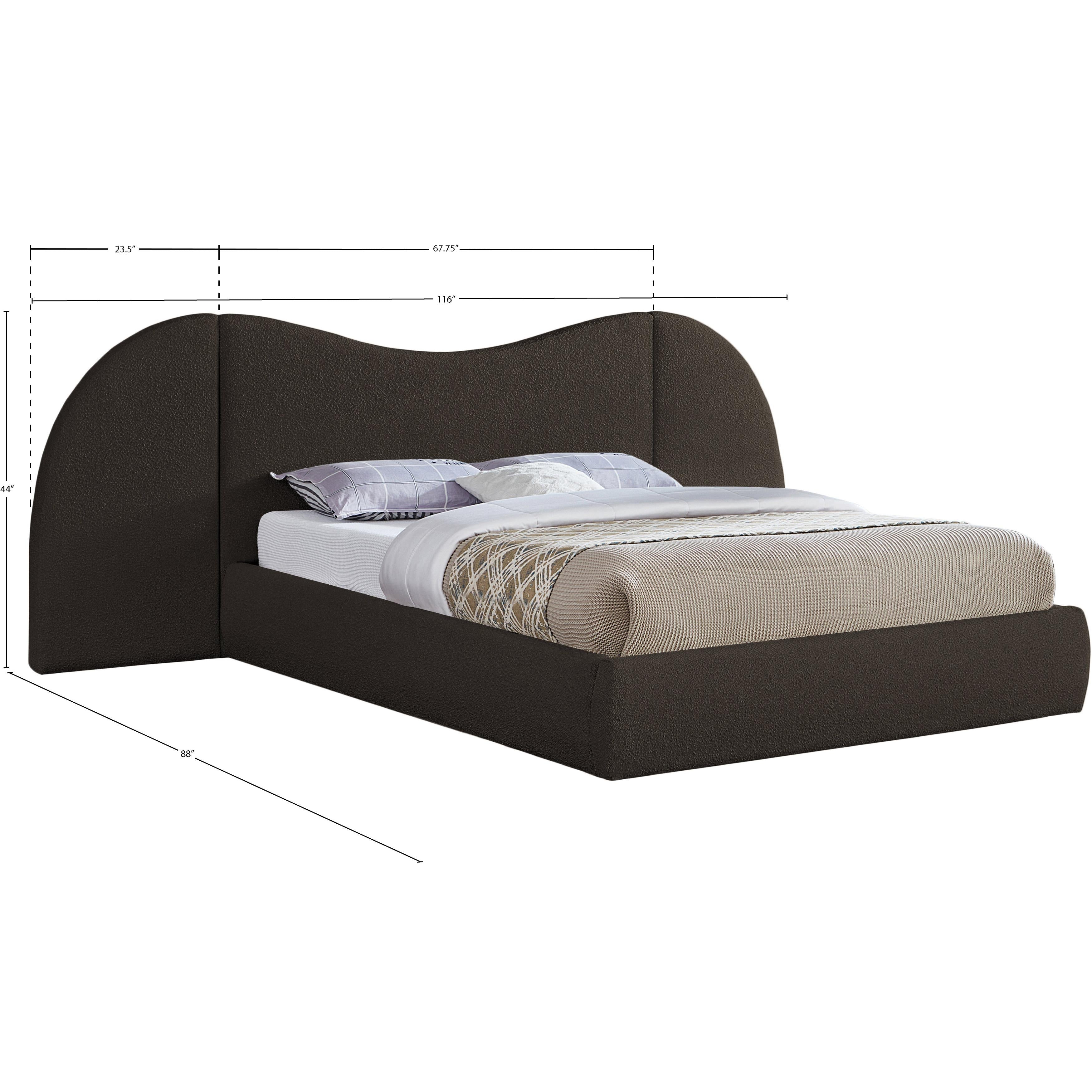 Meridian Everest Brown Boucle Fabric Queen Bed (3 Boxes)