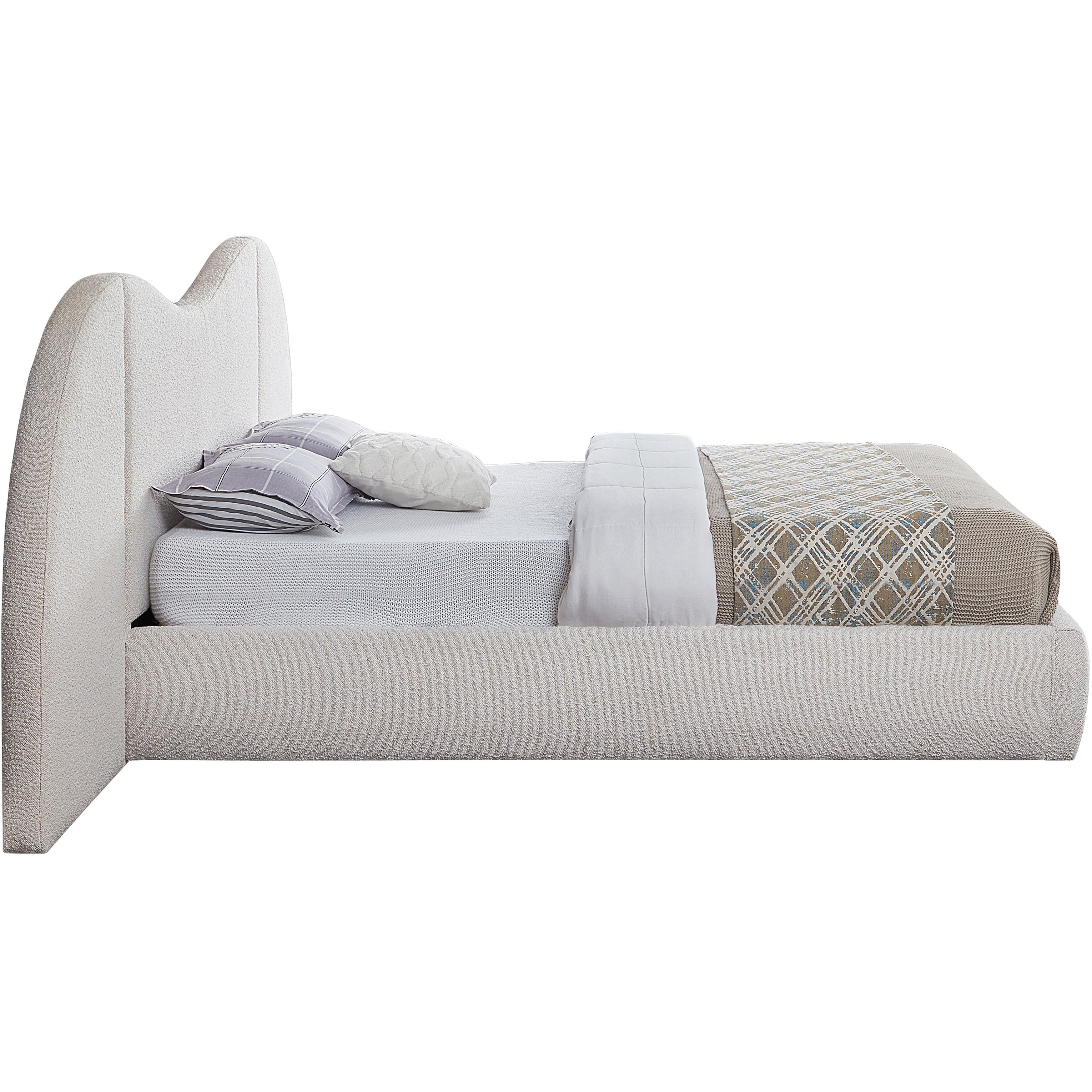 Meridian Everest Cream Boucle Fabric King Bed (3 Boxes)