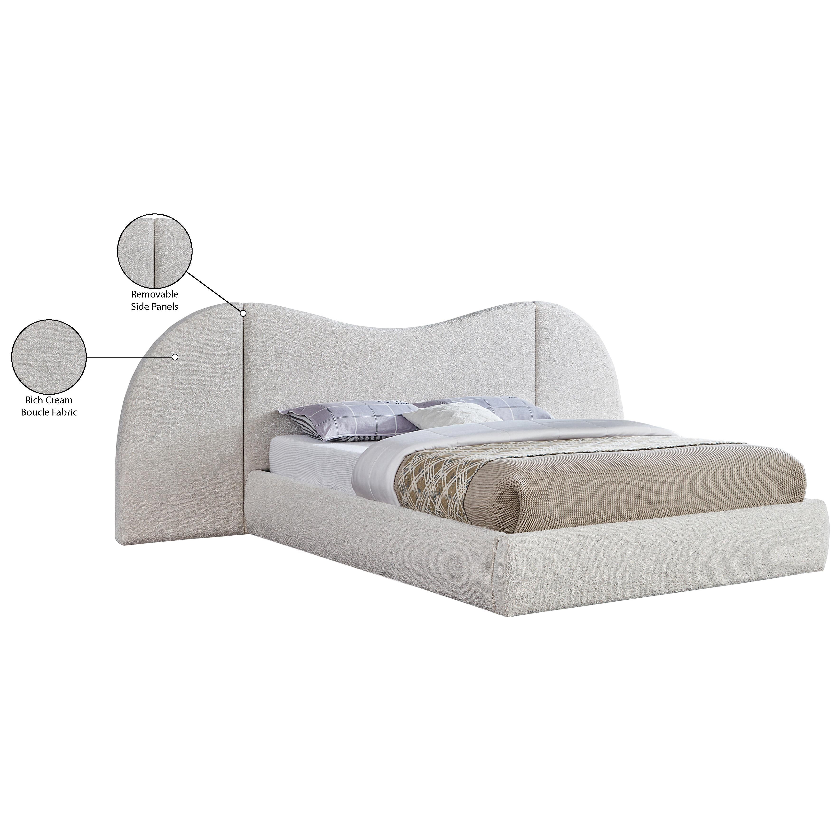 Meridian Everest Cream Boucle Fabric King Bed (3 Boxes)