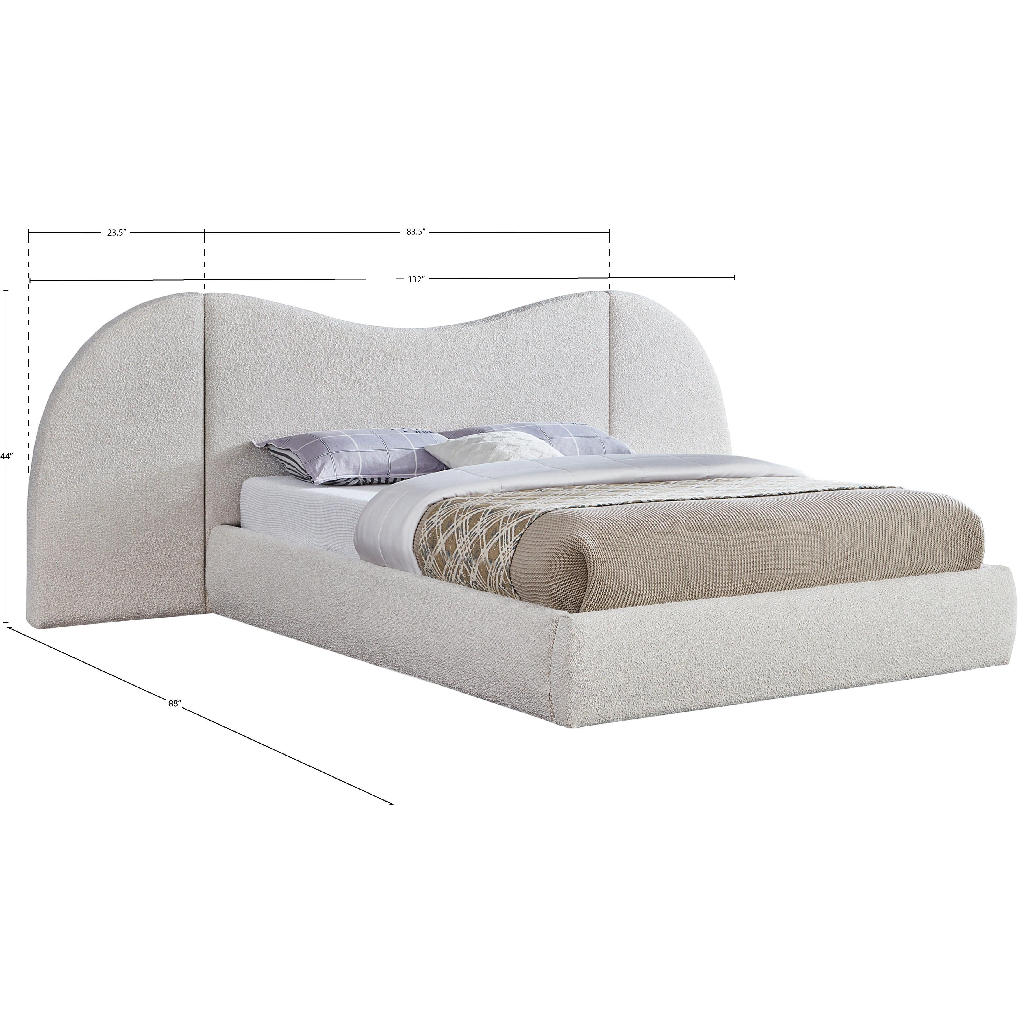 Meridian Everest Cream Boucle Fabric King Bed (3 Boxes)