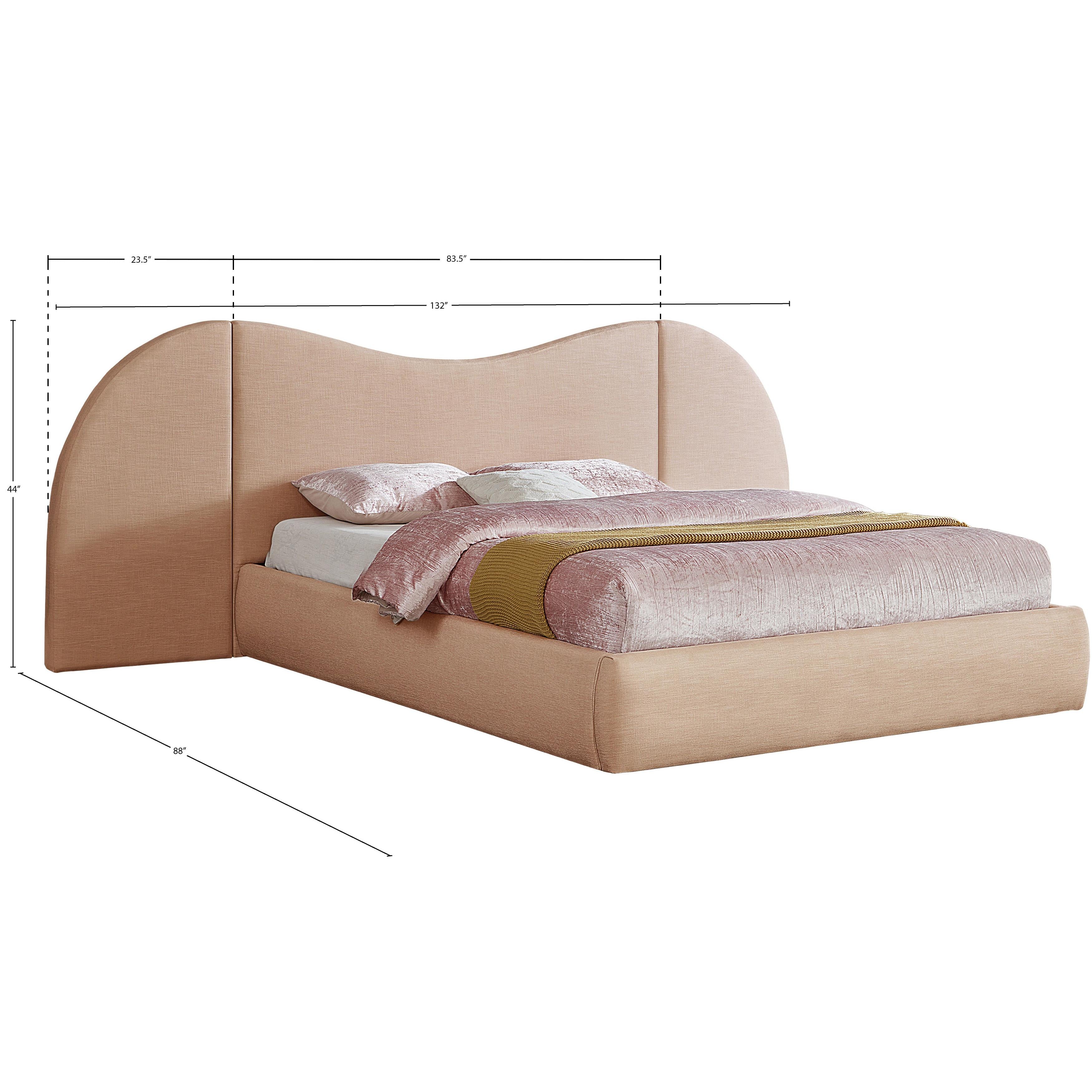 Meridian Everest Tan Linen Textured Fabric King Bed (3 Boxes)