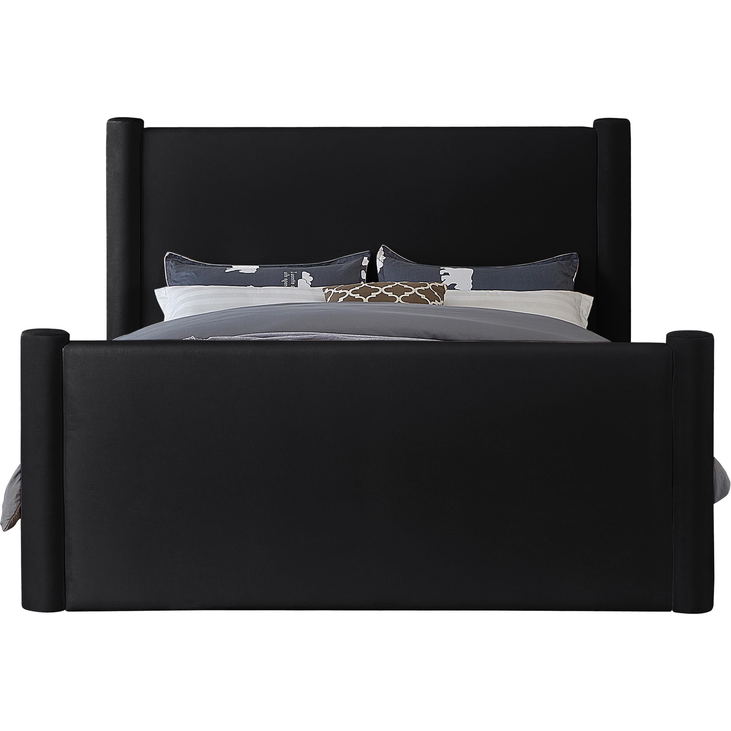 Meridian Elias Black Velvet Full Bed