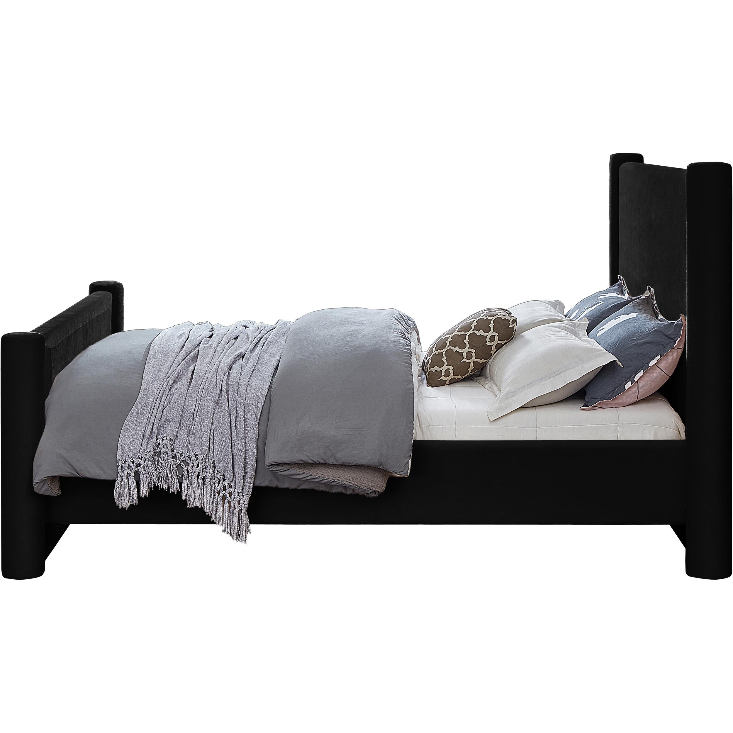 Meridian Elias Black Velvet Full Bed