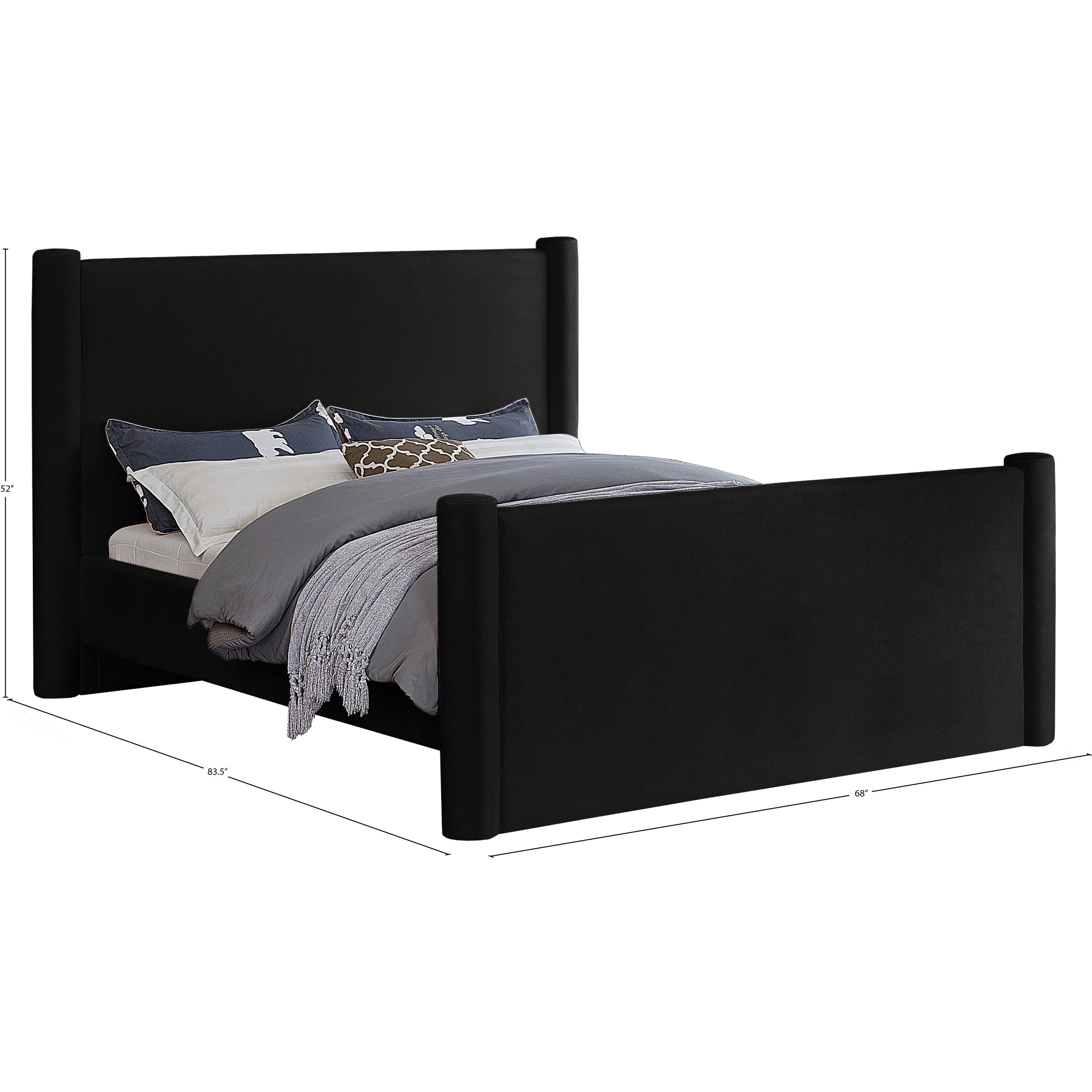 Meridian Elias Black Velvet Full Bed