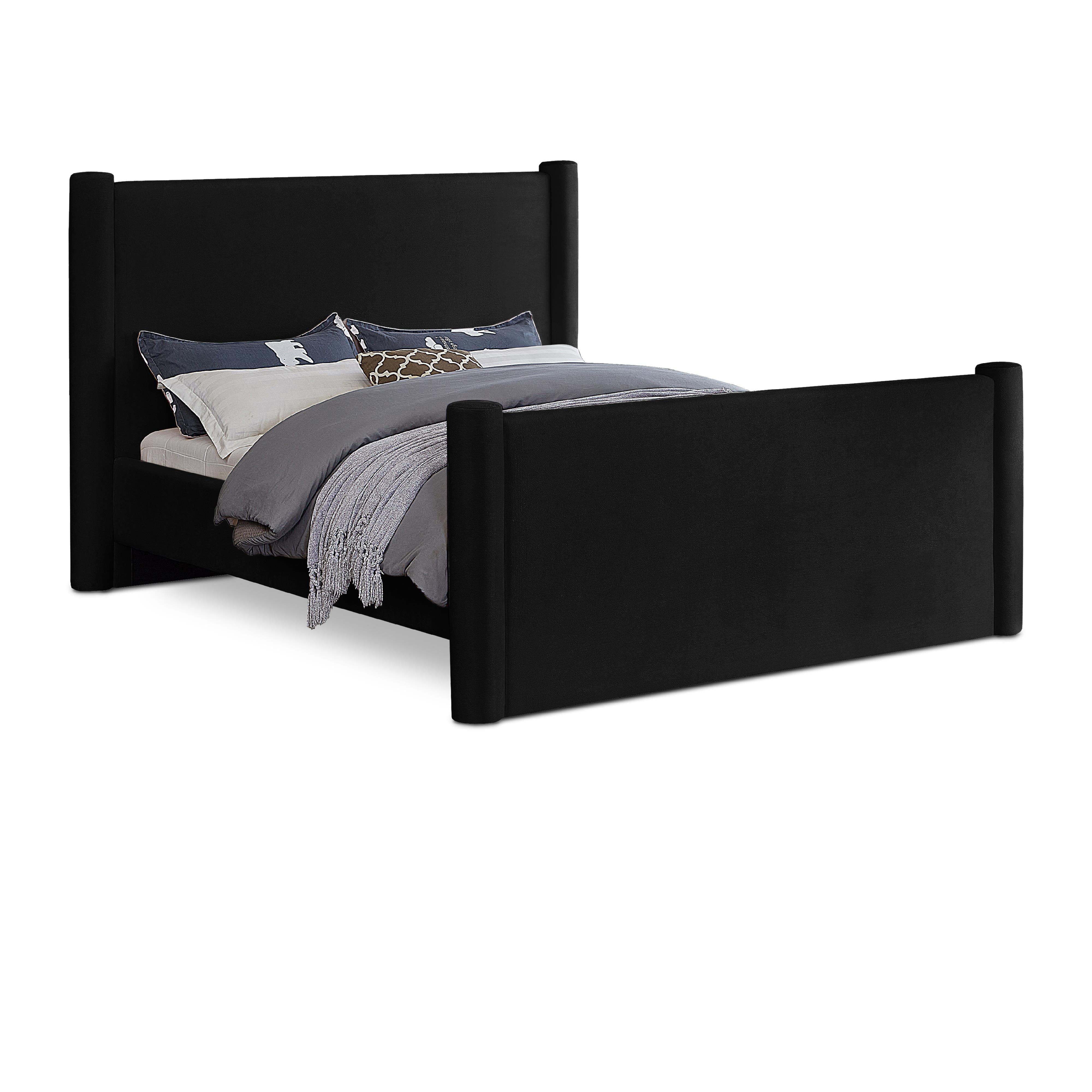 Meridian Elias Black Velvet King Bed