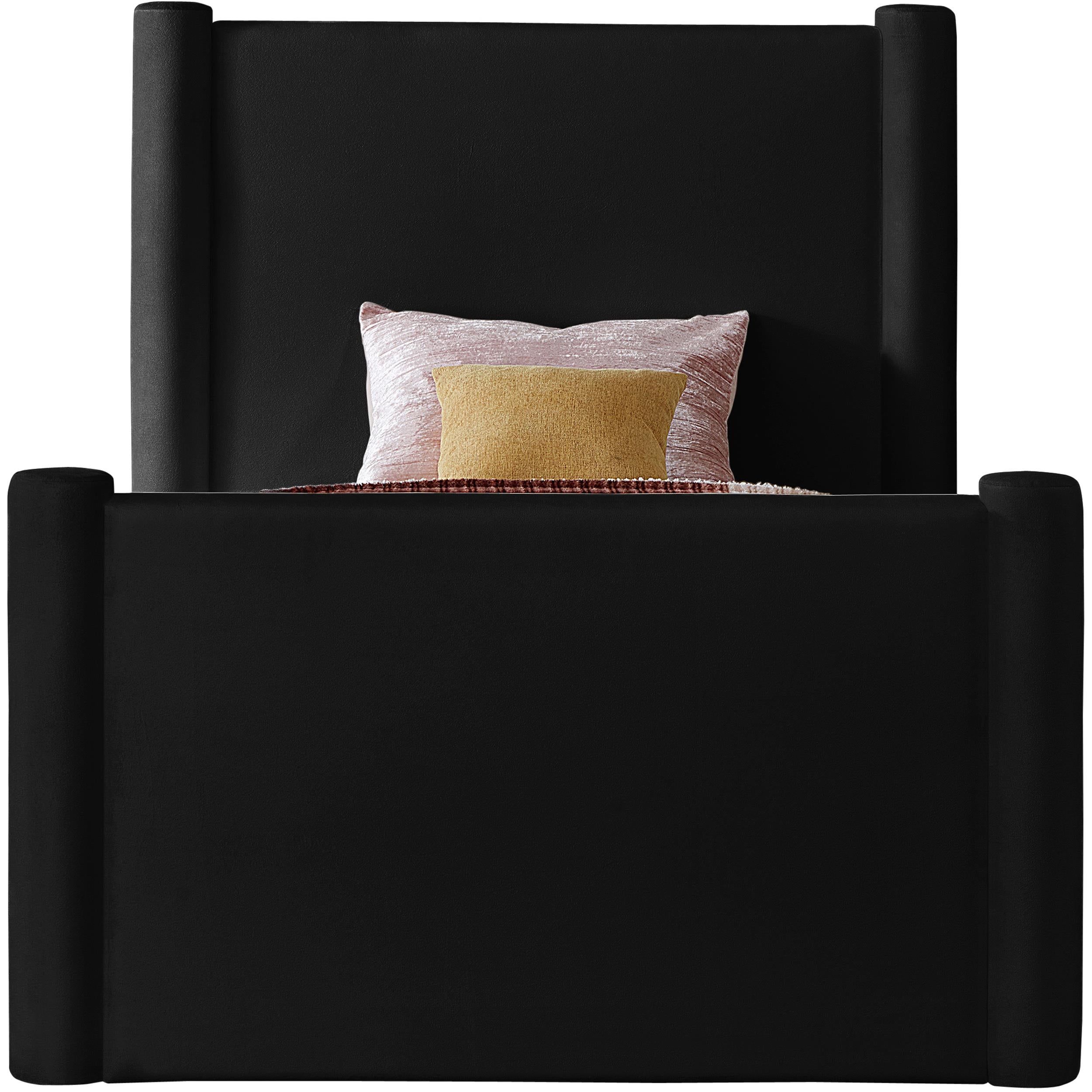 Meridian Elias Black Velvet Twin Bed