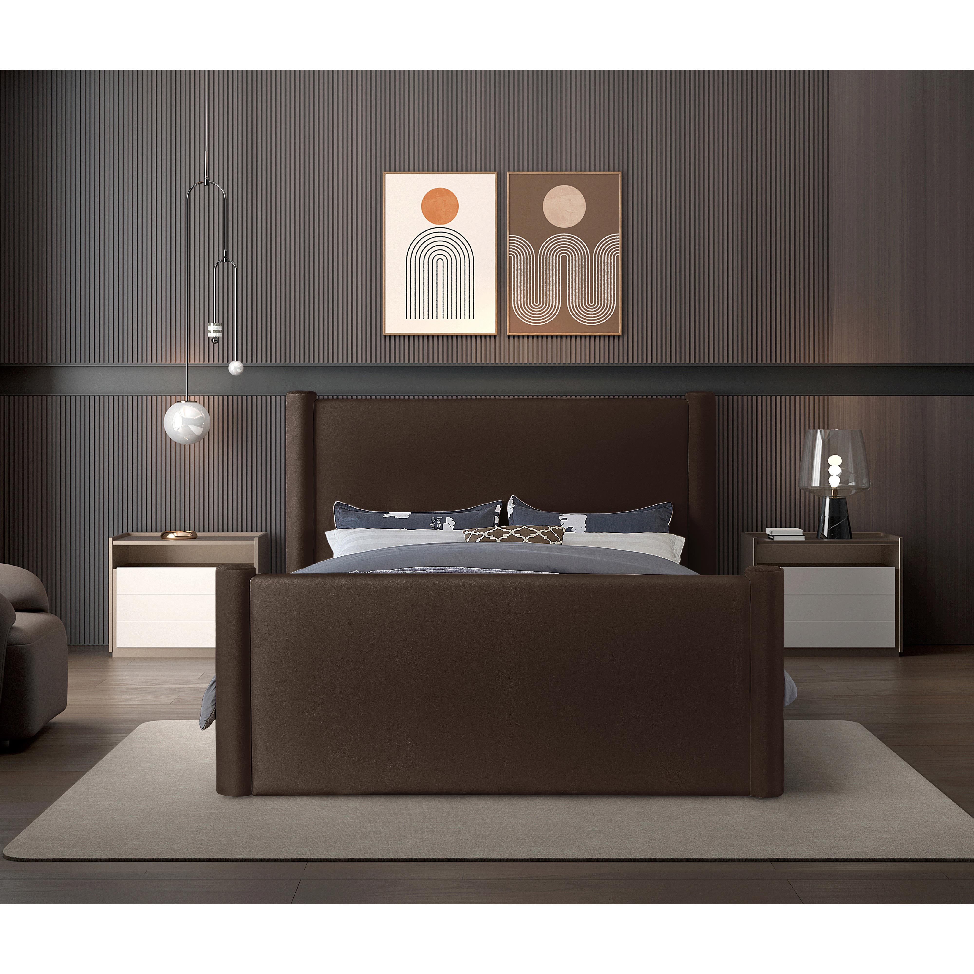Meridian Elias Brown Velvet Full Bed