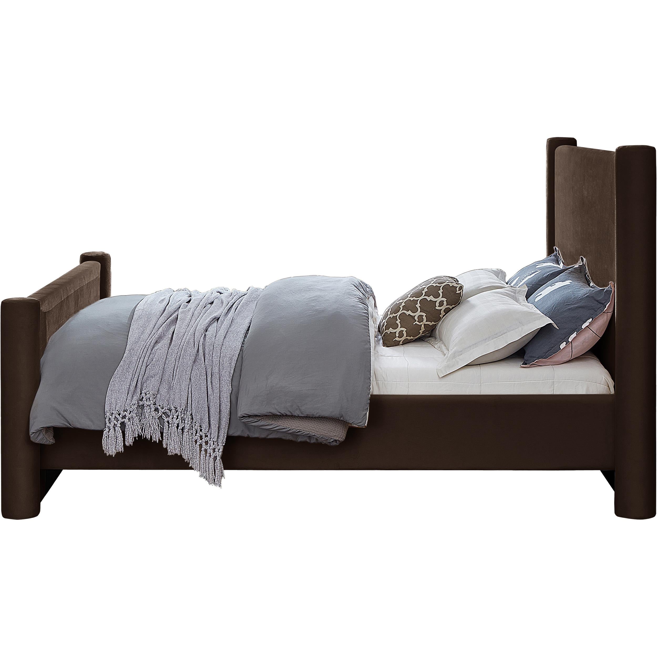 Meridian Elias Brown Velvet Full Bed