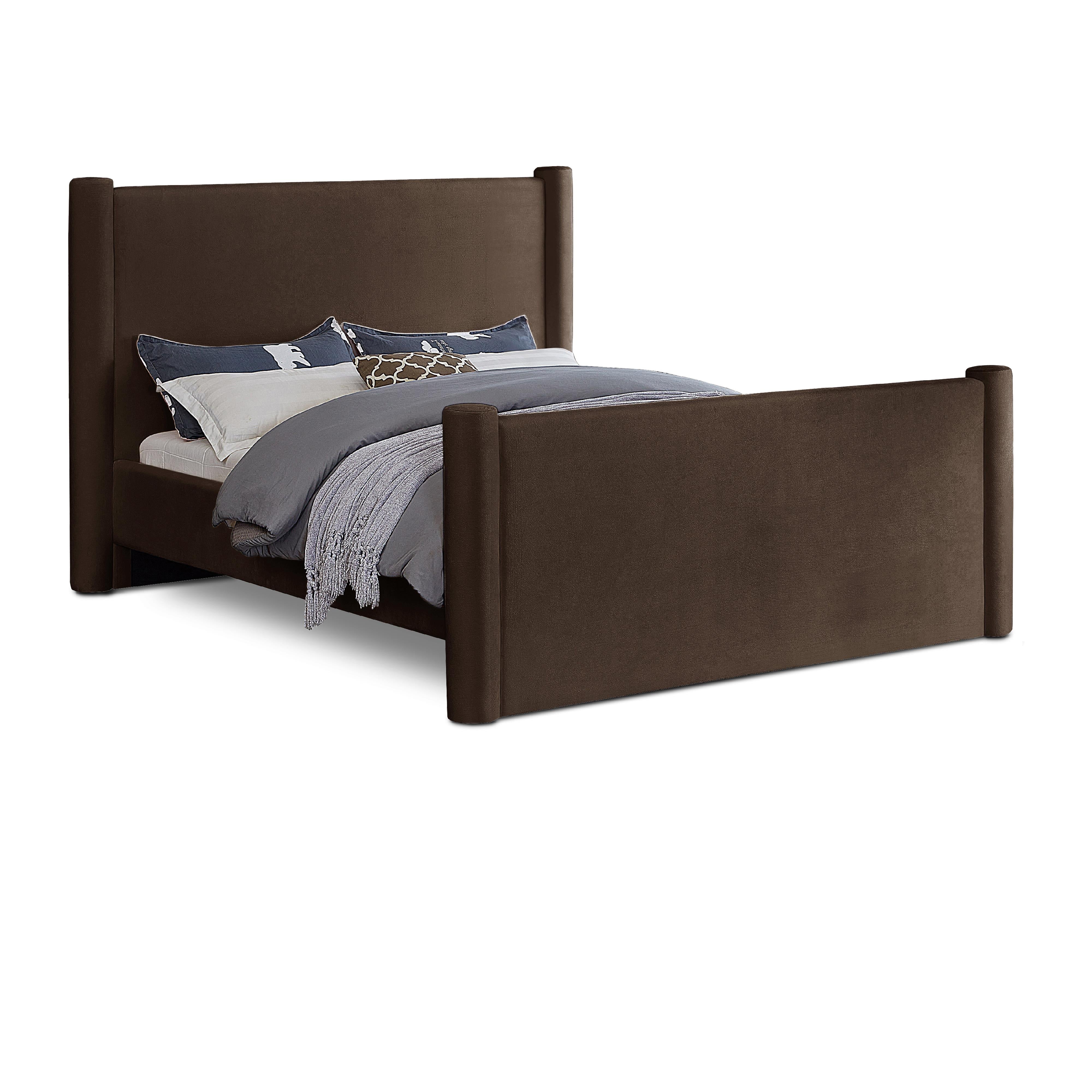Meridian Elias Brown Velvet Queen Bed