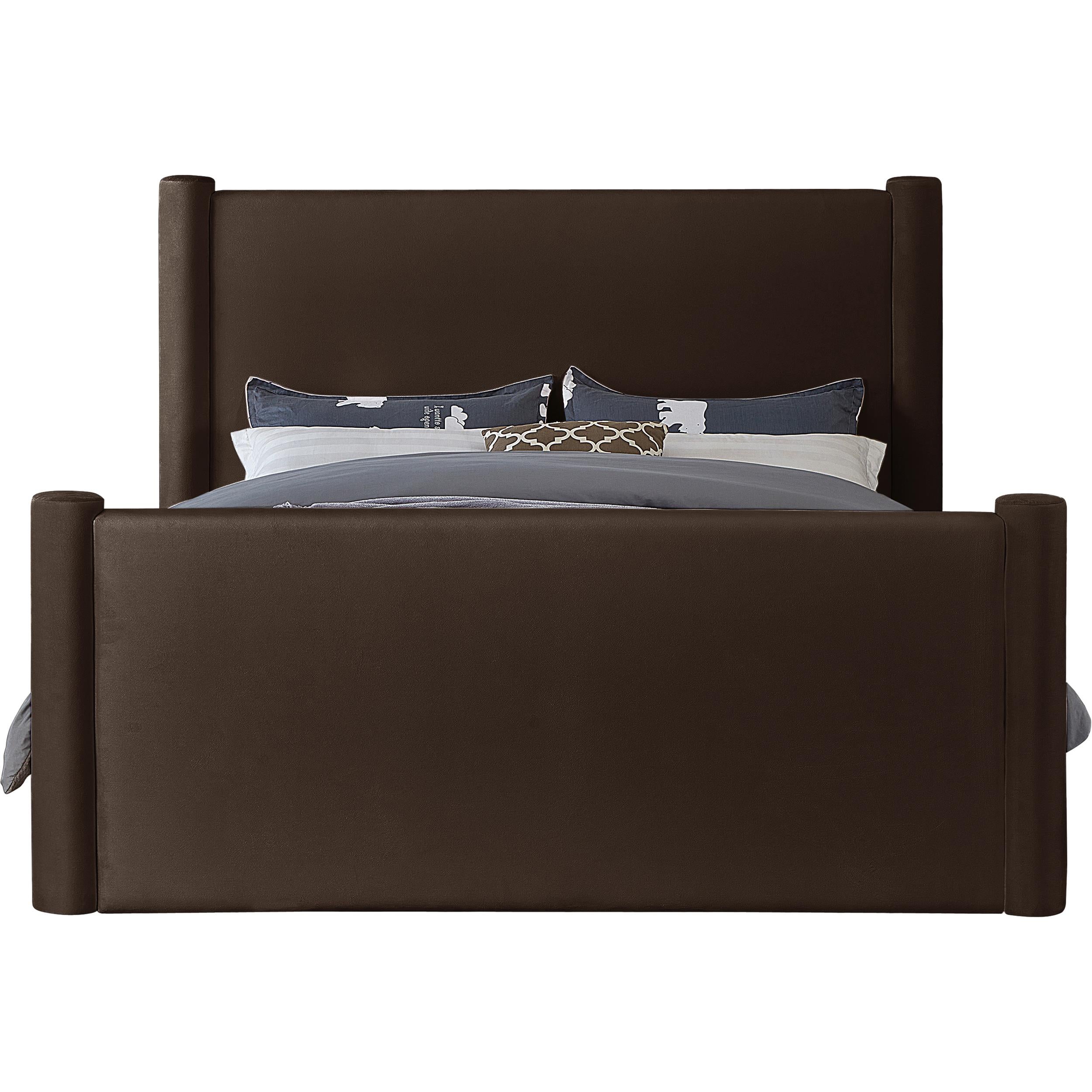 Meridian Elias Brown Velvet Queen Bed
