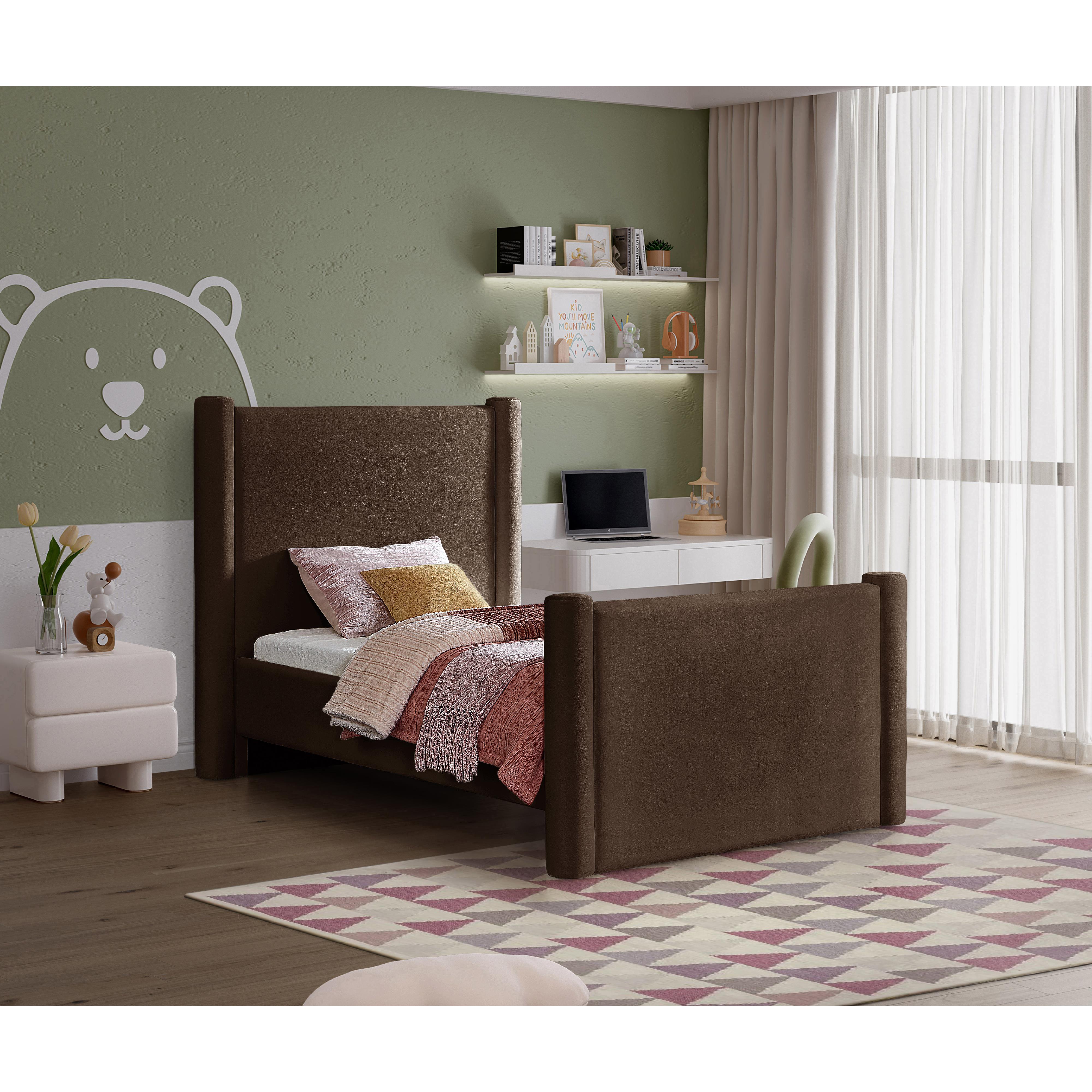 Meridian Elias Brown Velvet Twin Bed