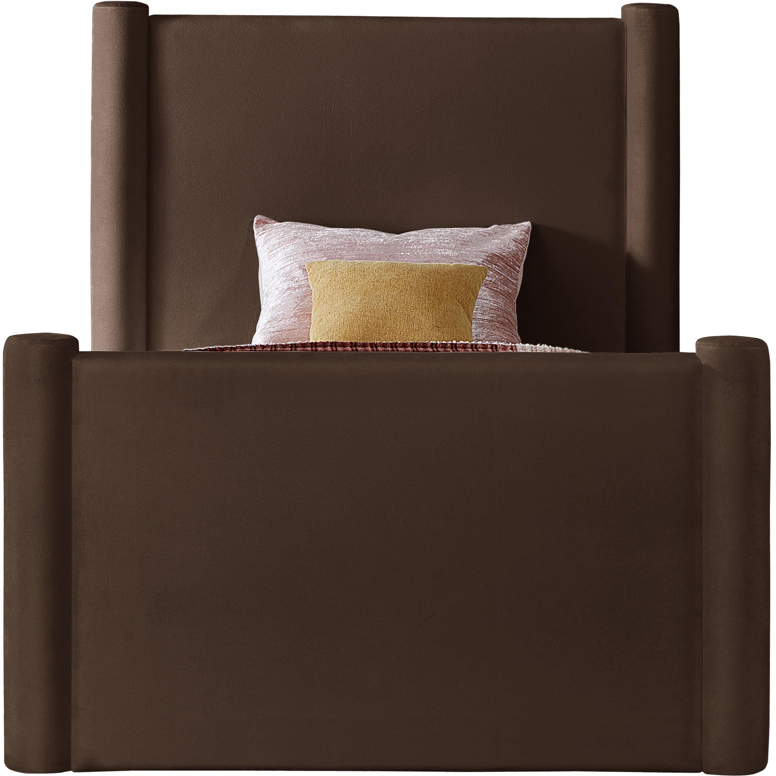 Meridian Elias Brown Velvet Twin Bed