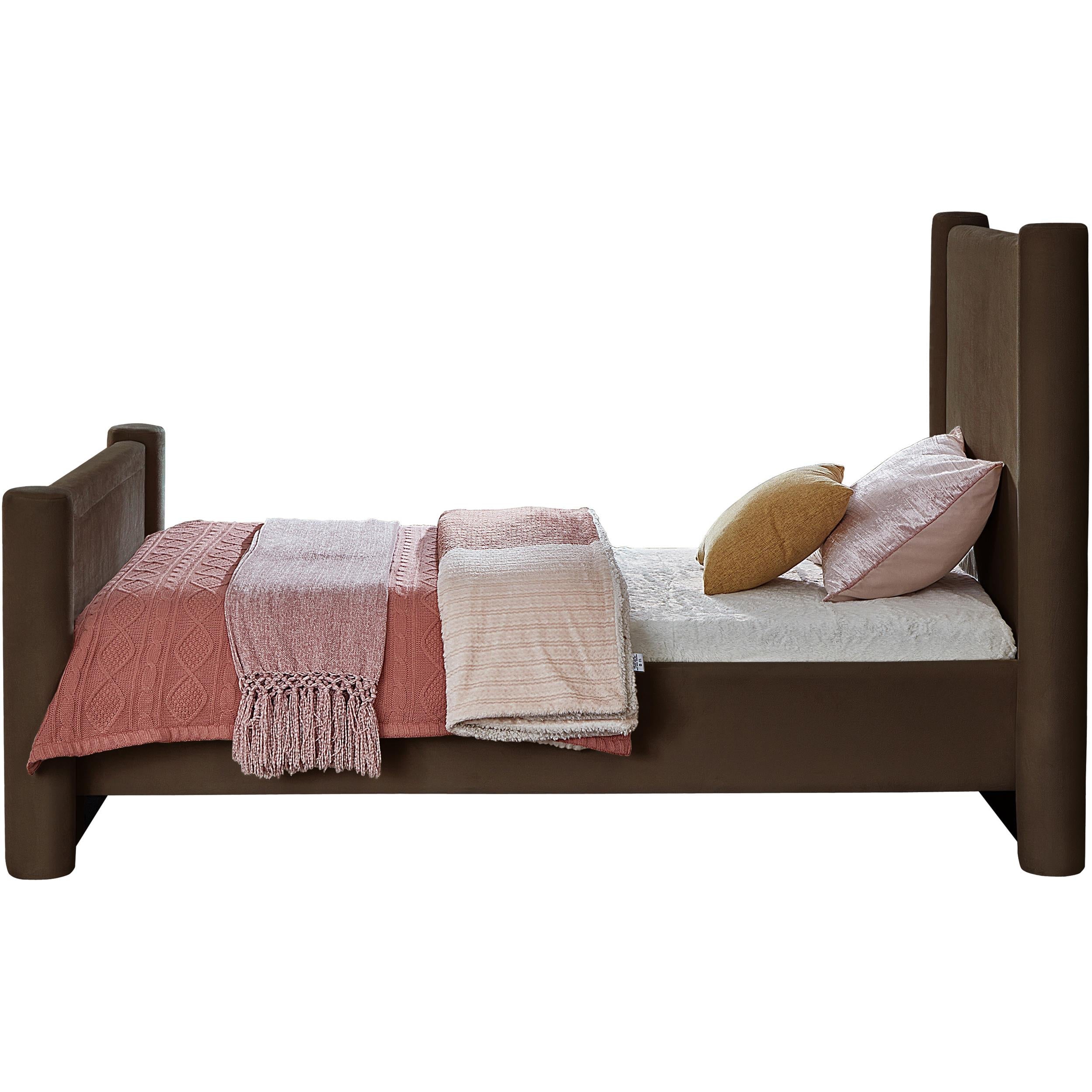 Meridian Elias Brown Velvet Twin Bed
