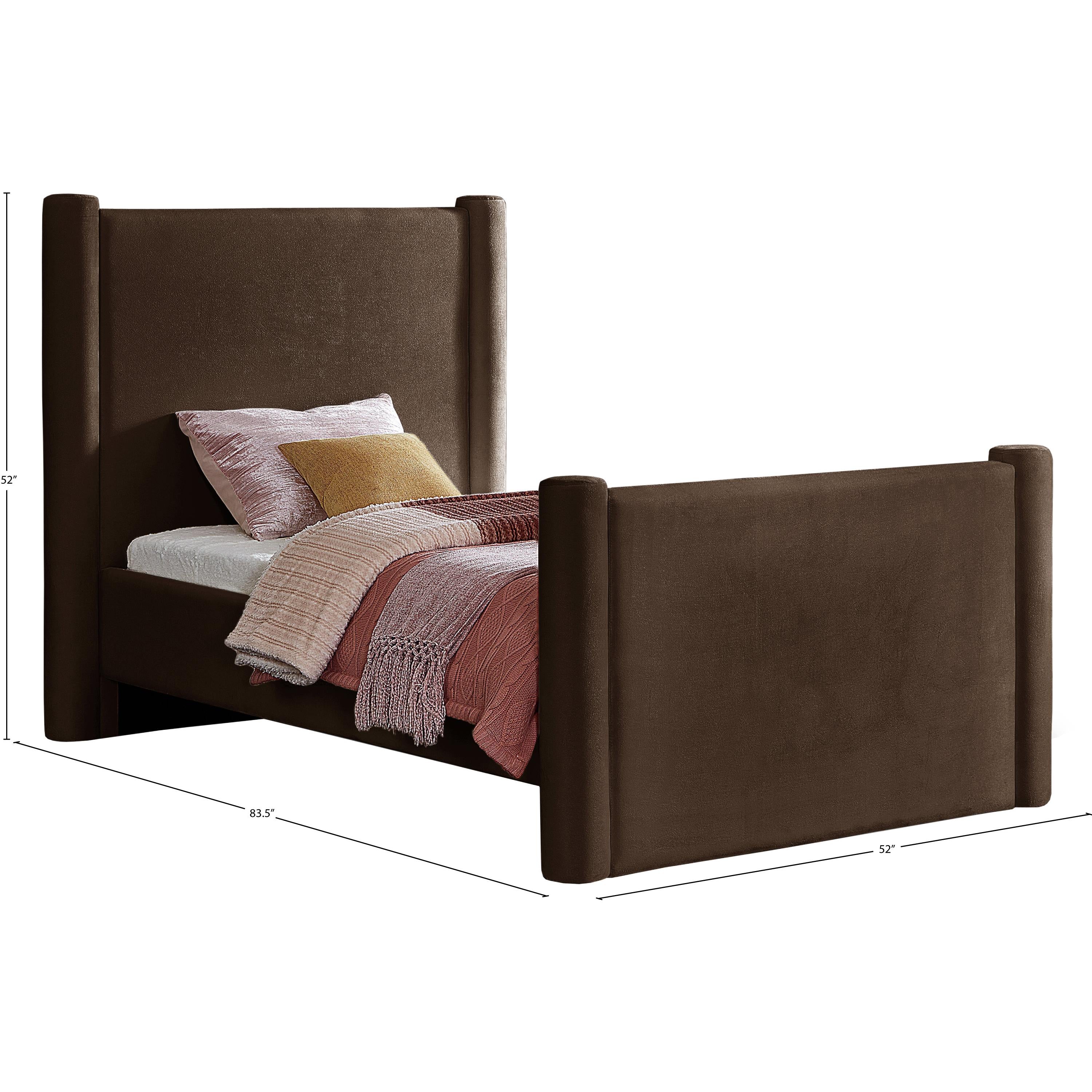 Meridian Elias Brown Velvet Twin Bed