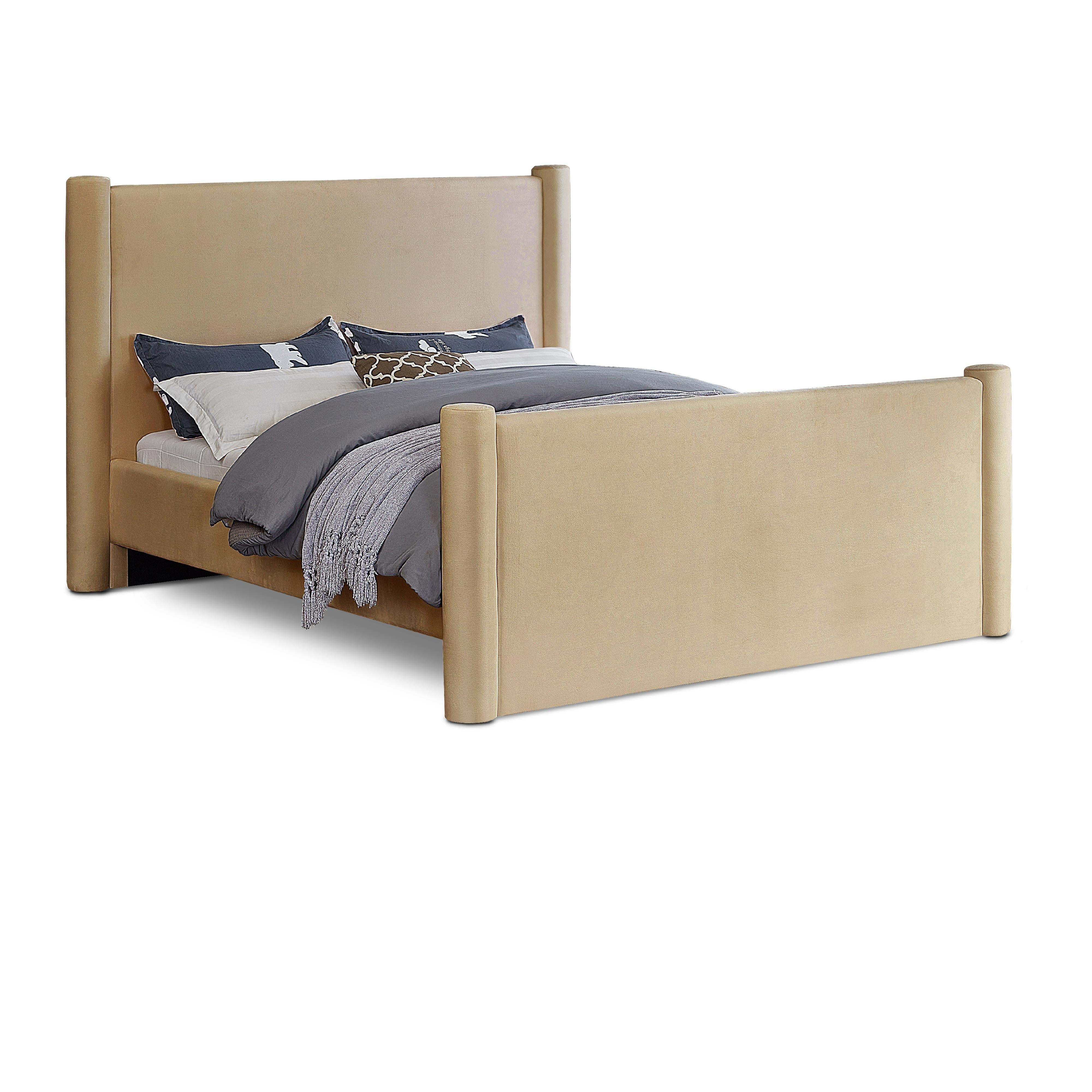 Meridian Elias Camel Velvet King Bed