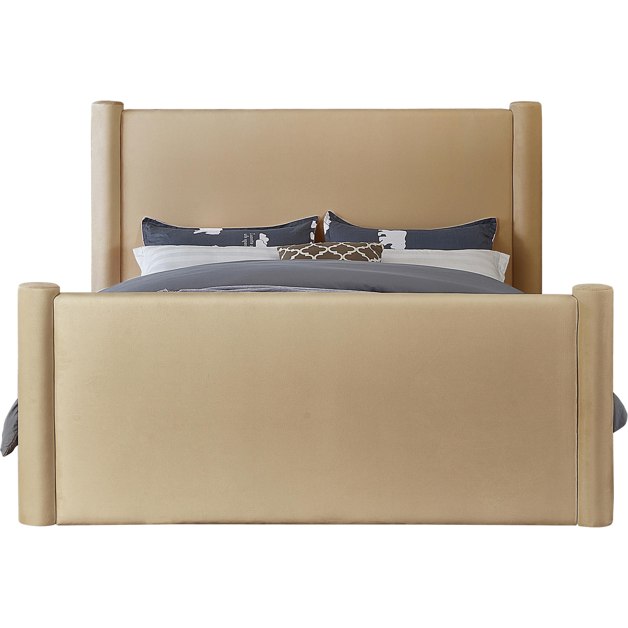 Meridian Elias Camel Velvet King Bed