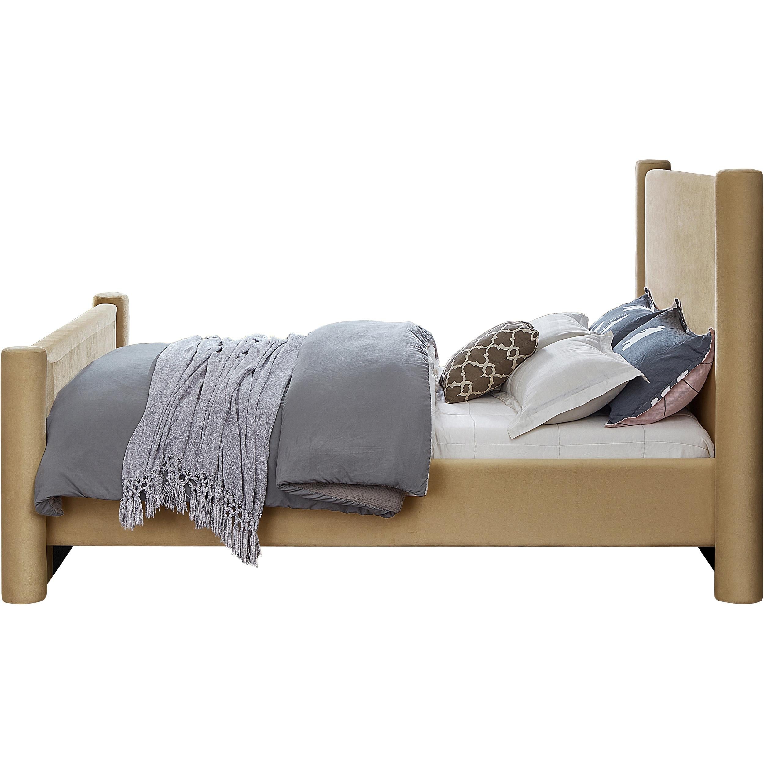 Meridian Elias Camel Velvet King Bed