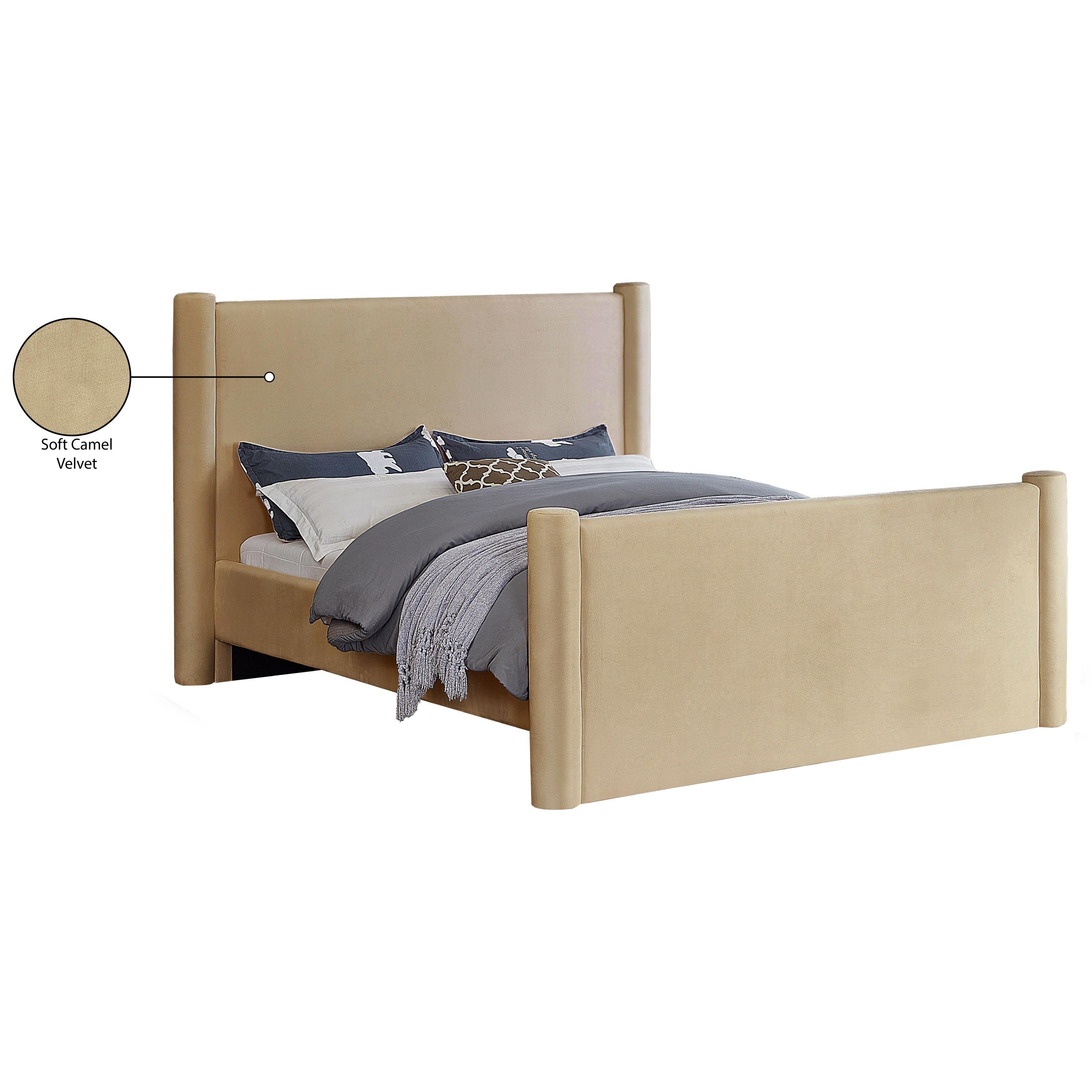 Meridian Elias Camel Velvet King Bed