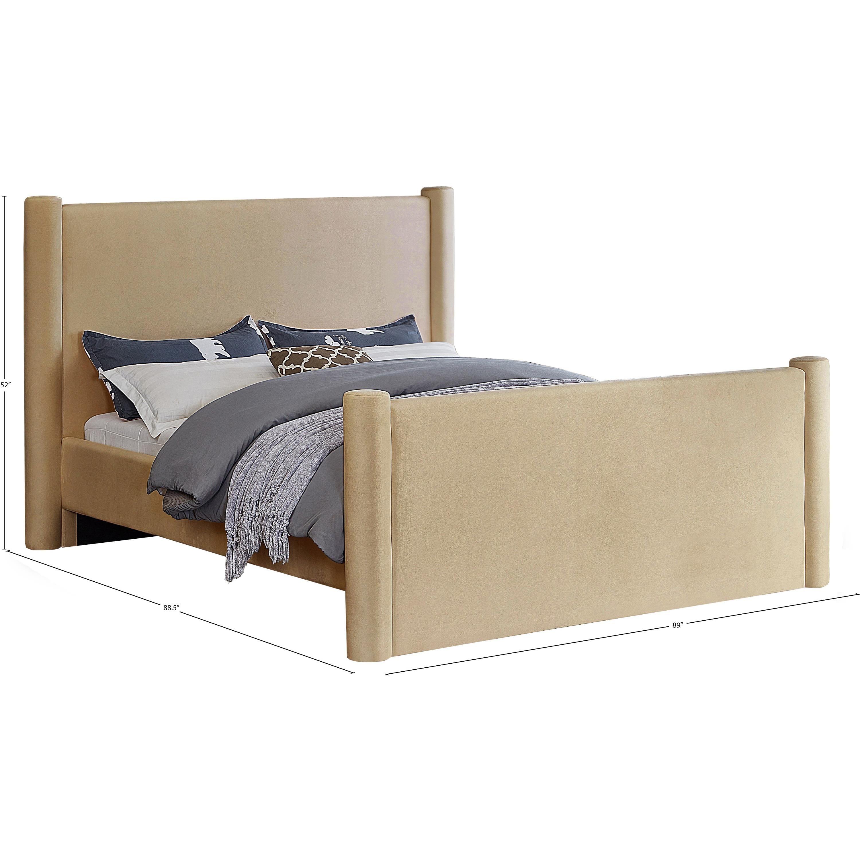 Meridian Elias Camel Velvet King Bed