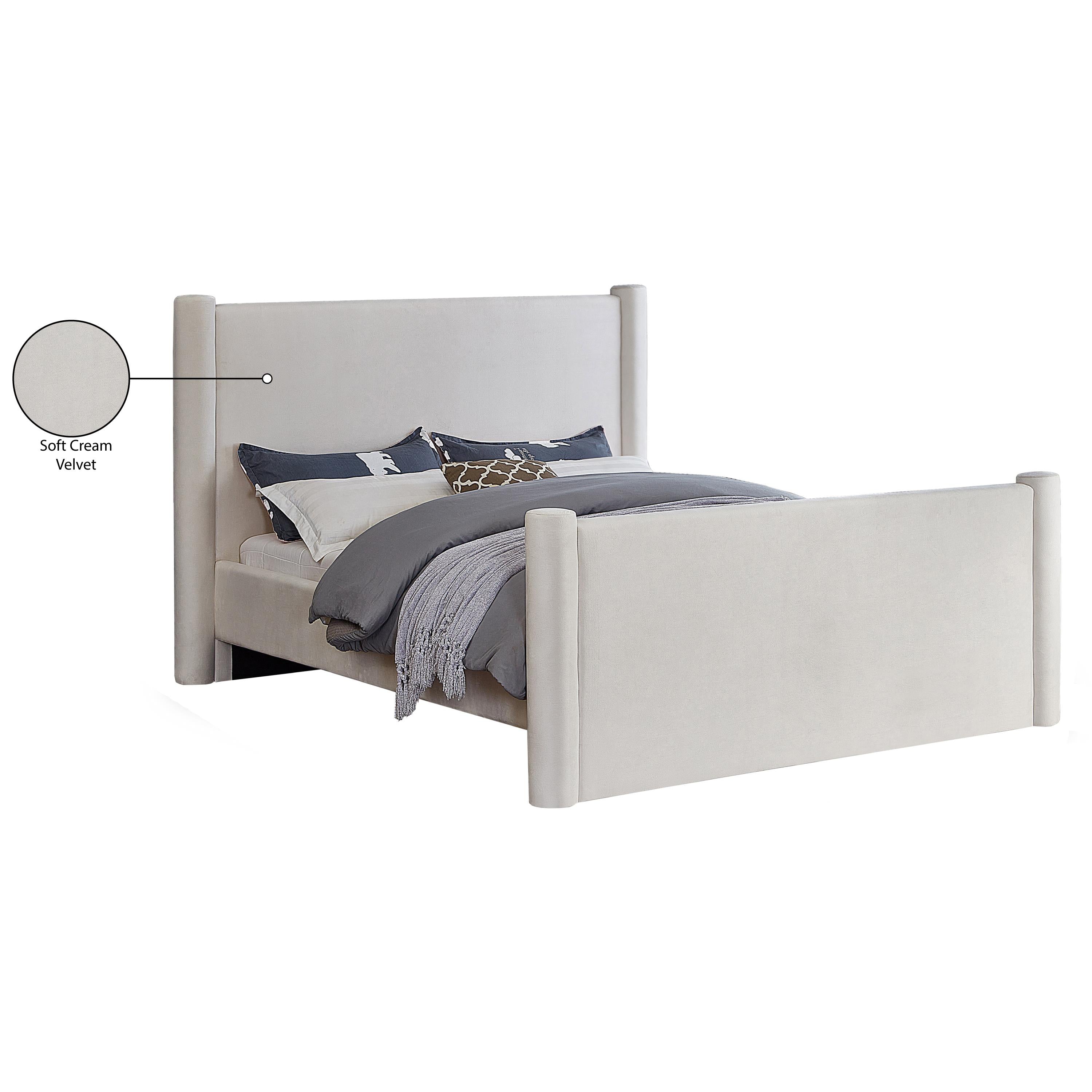 Meridian Elias Cream Velvet King Bed