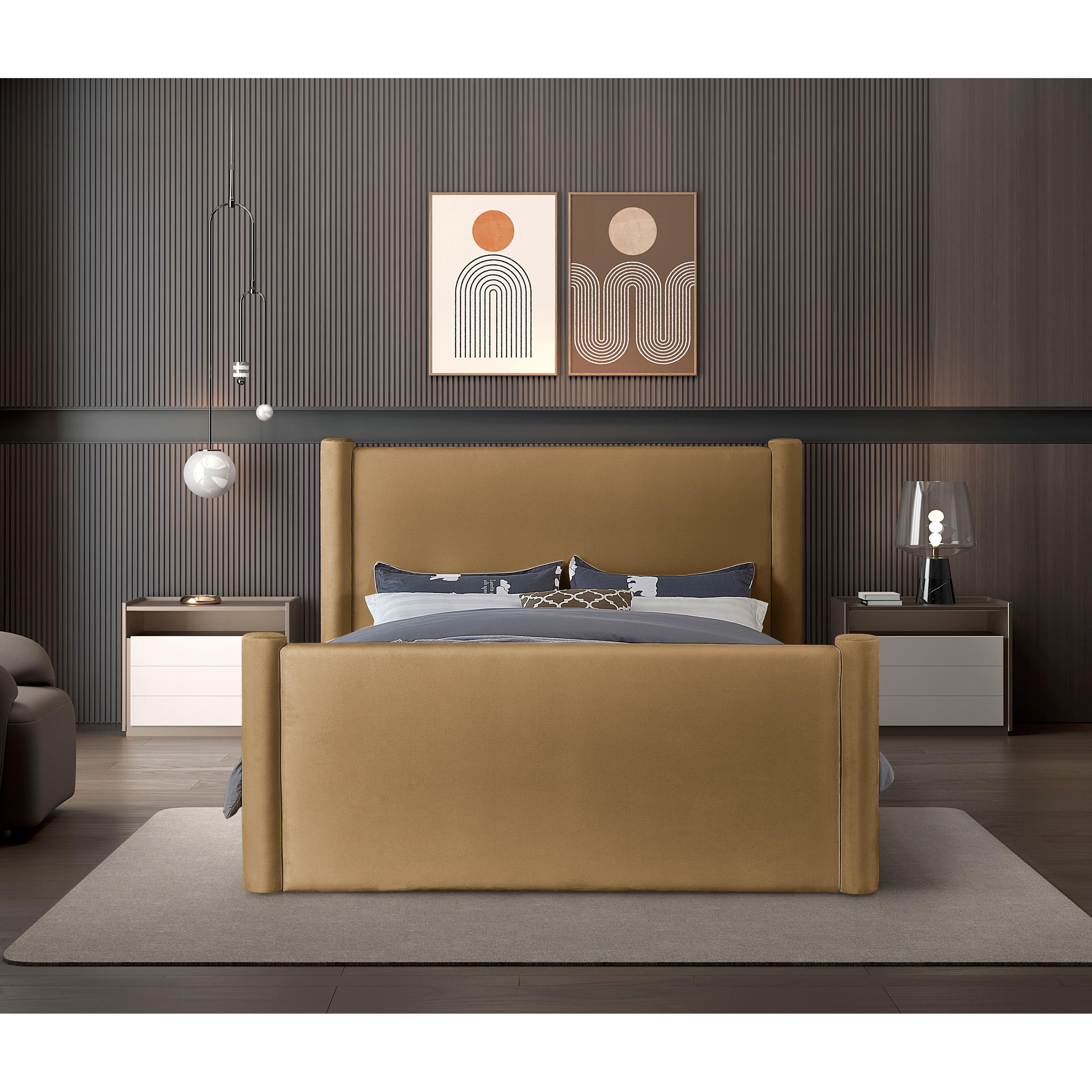 Meridian Elias Saddle Velvet King Bed
