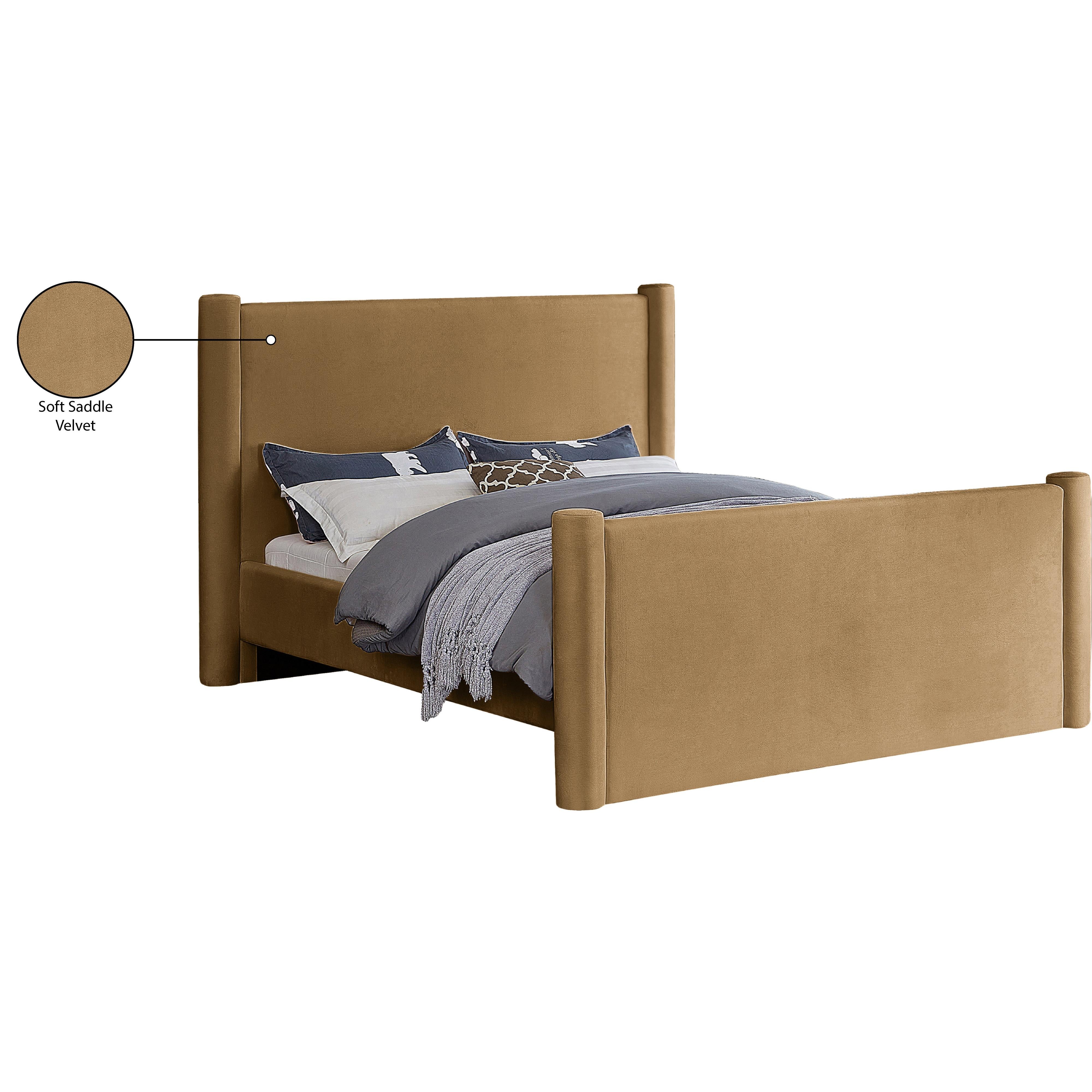 Meridian Elias Saddle Velvet Queen Bed