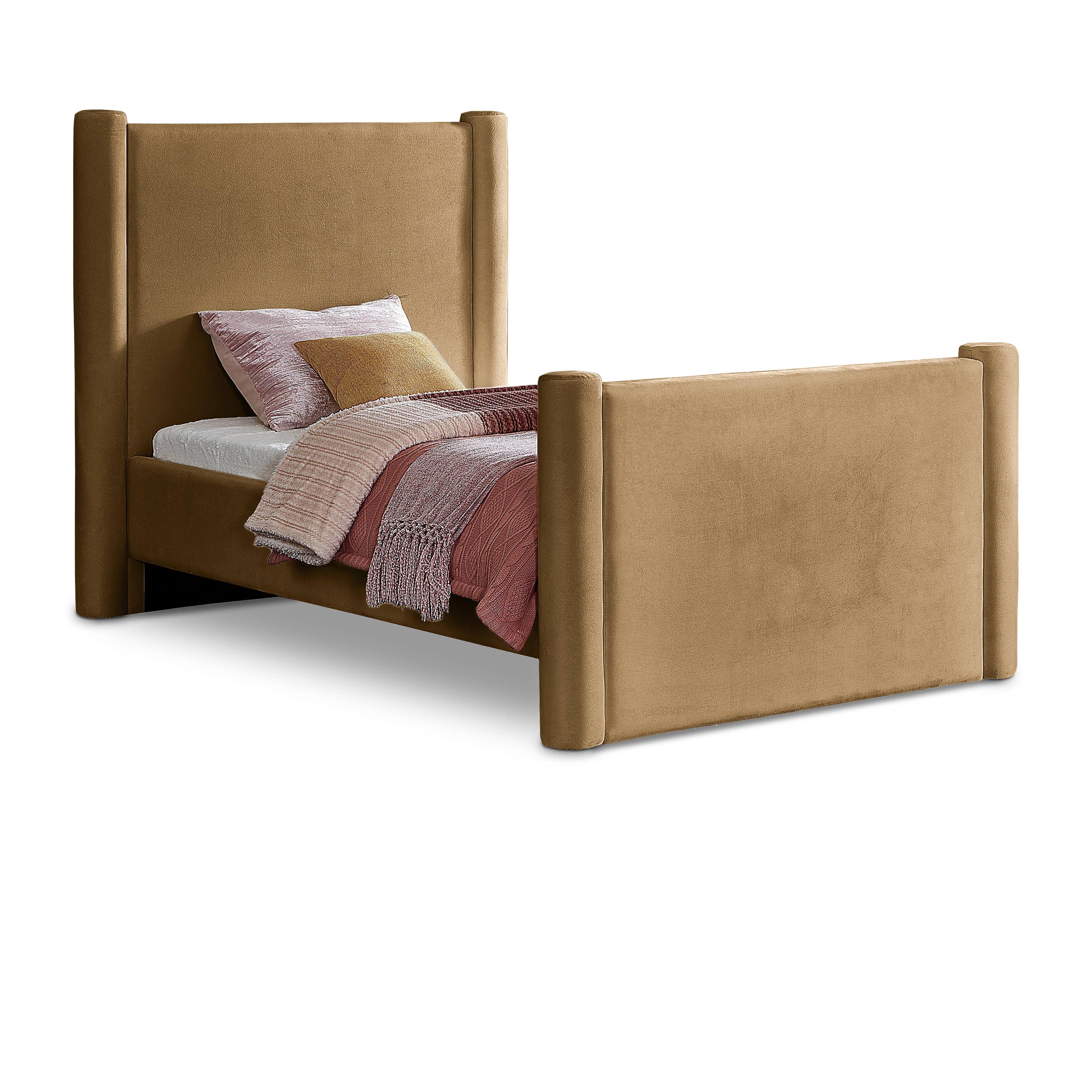 Meridian Elias Saddle Velvet Twin Bed
