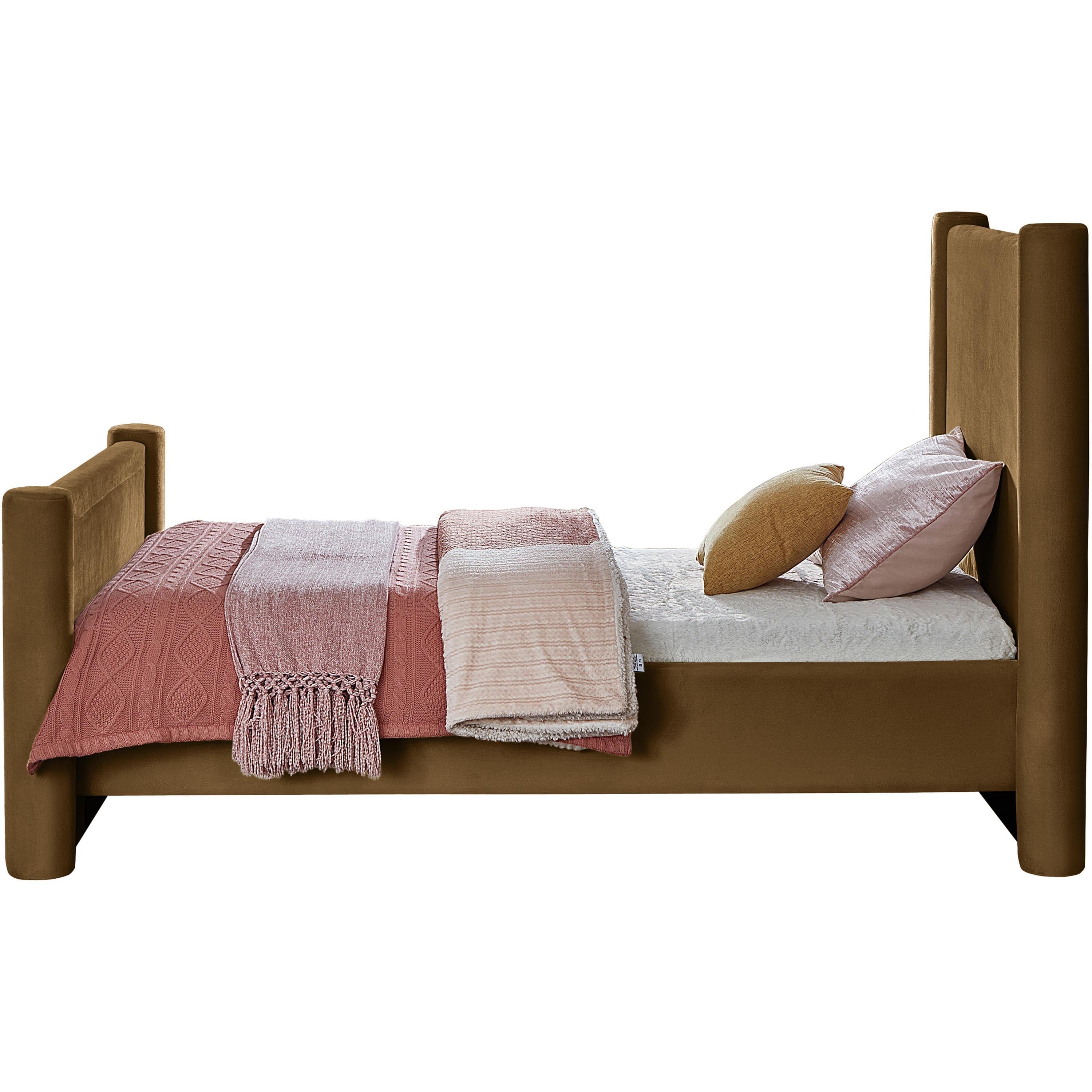 Meridian Elias Saddle Velvet Twin Bed