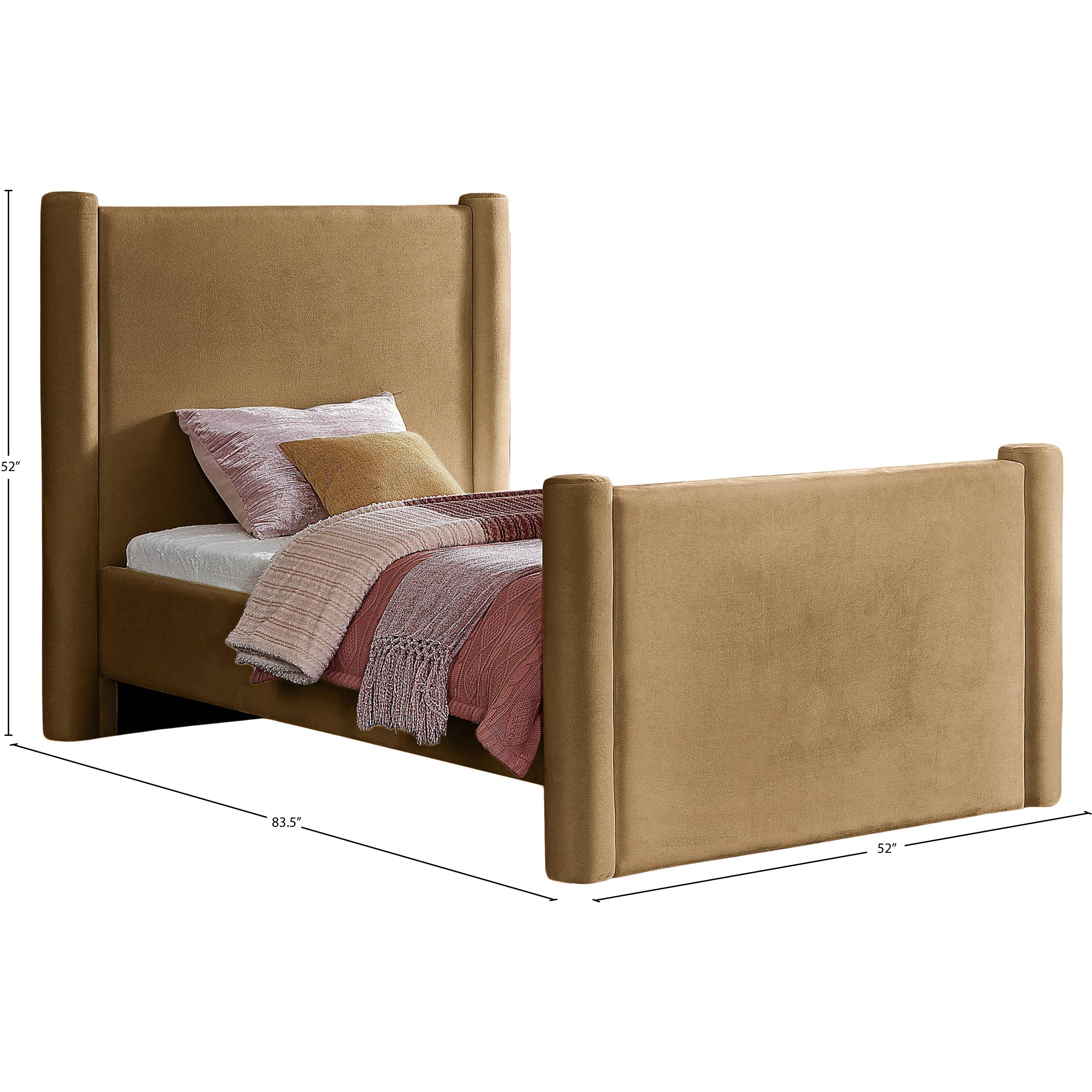 Meridian Elias Saddle Velvet Twin Bed